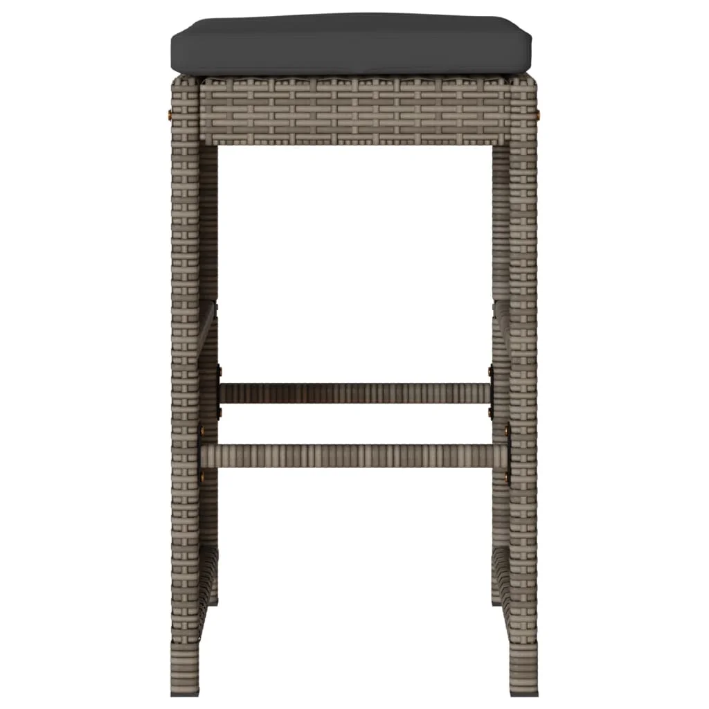 vidaXL Patio Bar Stools with Cushions Pub Chair Seating Poly Rattan garden
