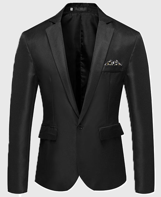 Blazer élégant à col à revers uni et un bouton