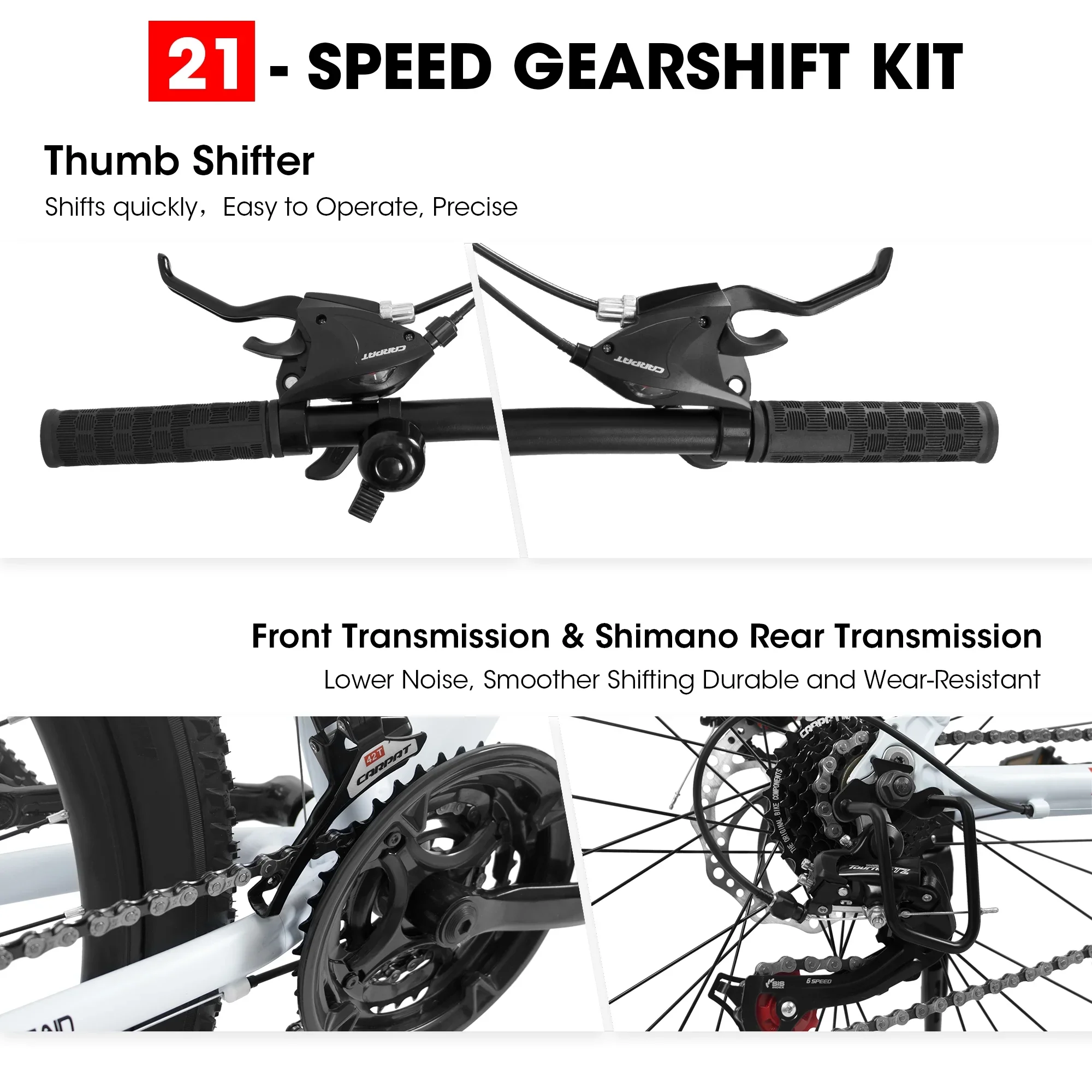 27 Mountain Bike, 21-Speed Dual Disc Brakes with Aluminum Frame – Black