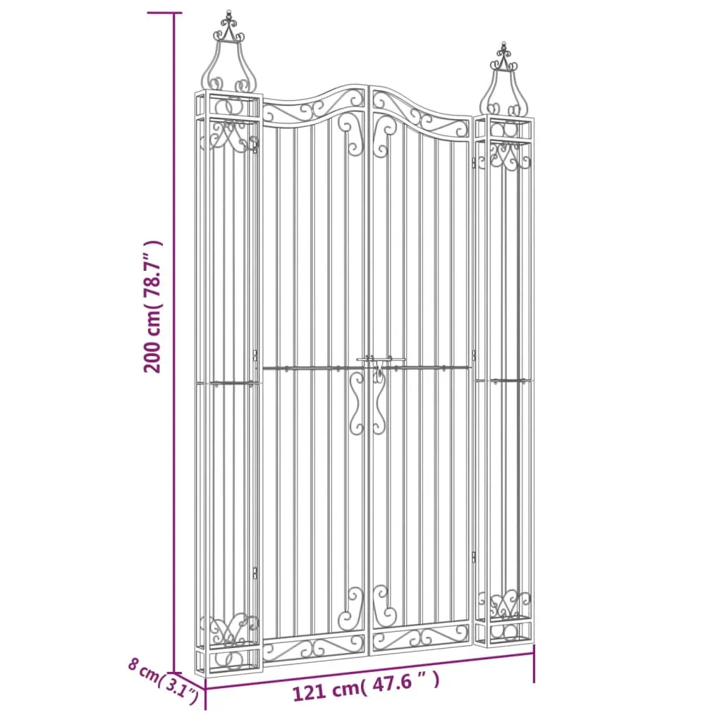 vidaXL Garden Gate Ornamental Fence Gate with Bolt Hinge Trellis Wrought Iron