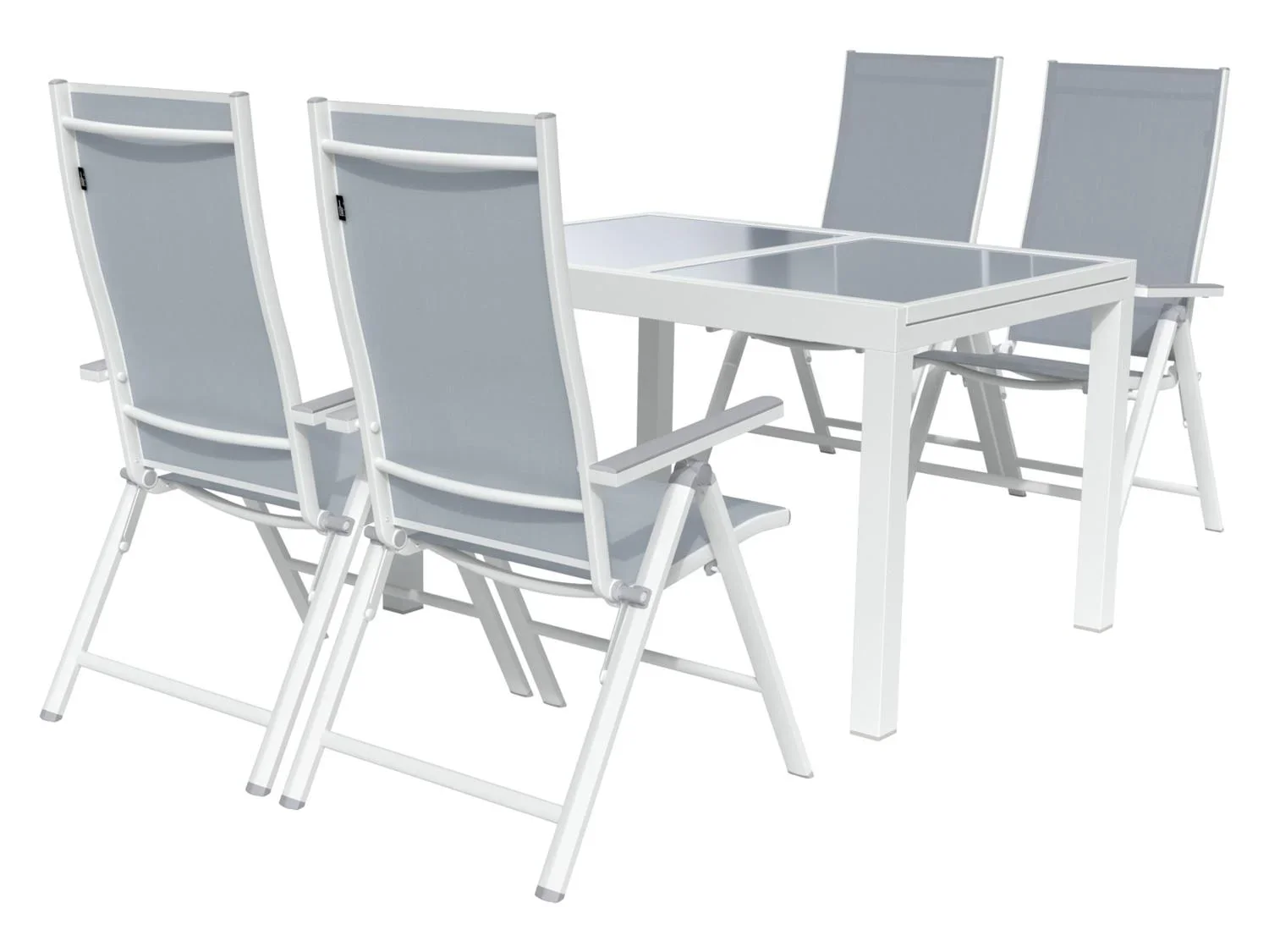 LIVARNO home Ensemble en alu  Houston , 5 pices - table extensible & 4 fauteuils pliants, blanc