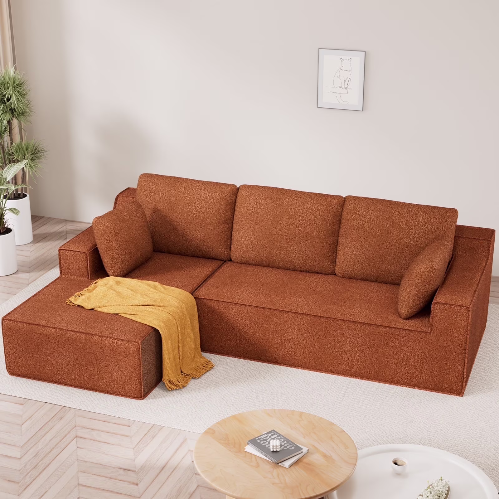 Modular Sectional Sofa for Living Room, 104" L-Shape Boneless Cloud Couch with Oversized Chaise, Right Chaise, Black, 3 Seat, Microfiber Fabric(Black-Microfiber) - Image 9