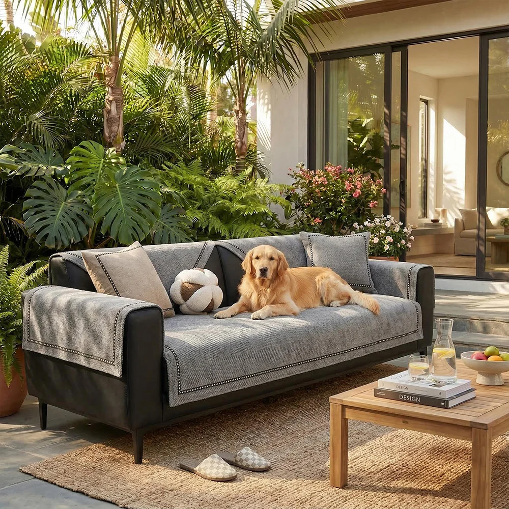 Simple Modern Jacquard High-Weight Non-Slip Chenille Outdoor Couch Cover