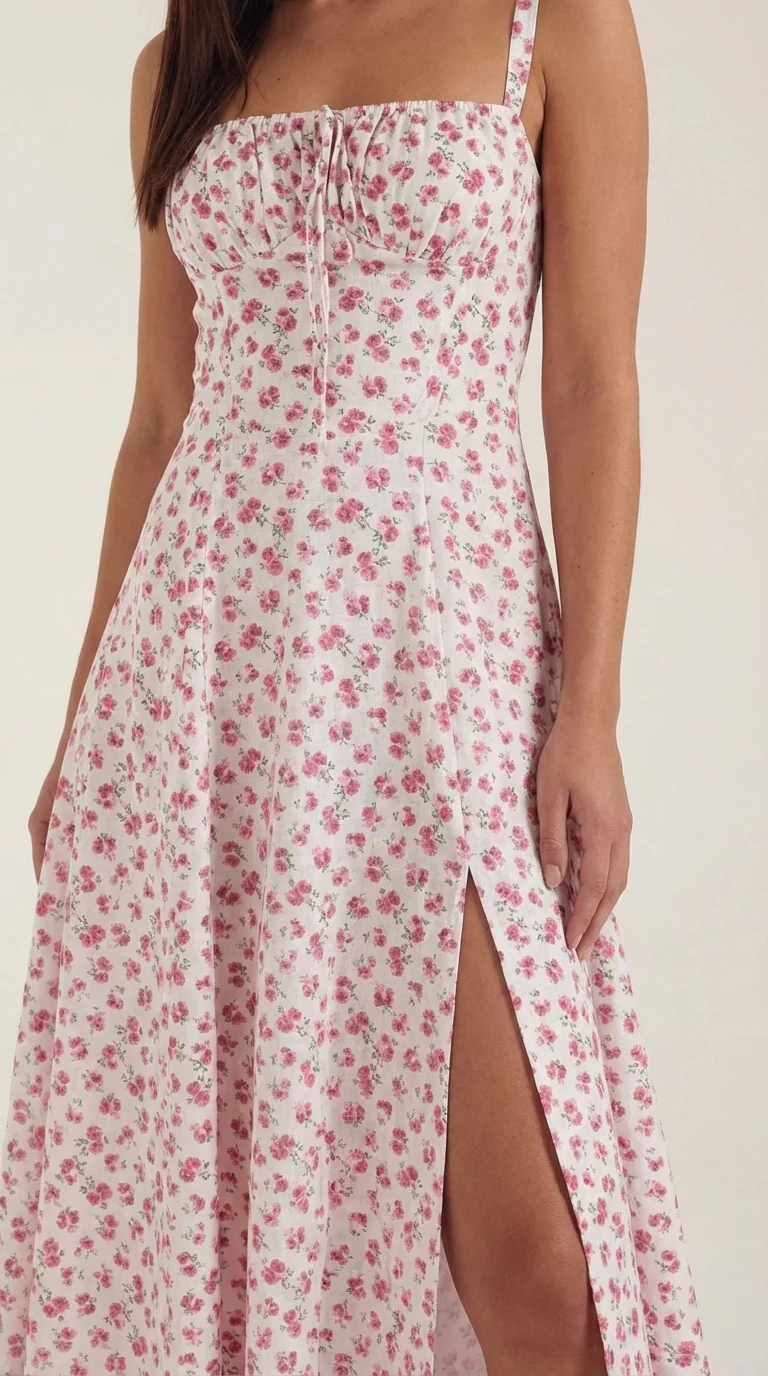 Robe midi fleurie pour femmes, idéale pour les invitées de mariage