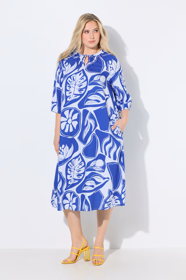 Graphic Tropical Print Pocket Dress