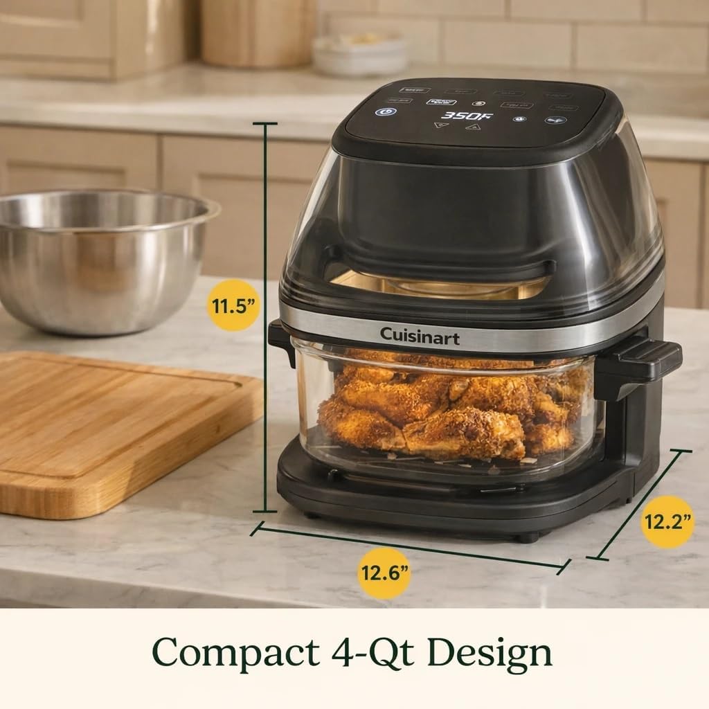 Cuisinart Air Fryer, Glass Basket & ClearView Window, 5 Functions, 4 Qt