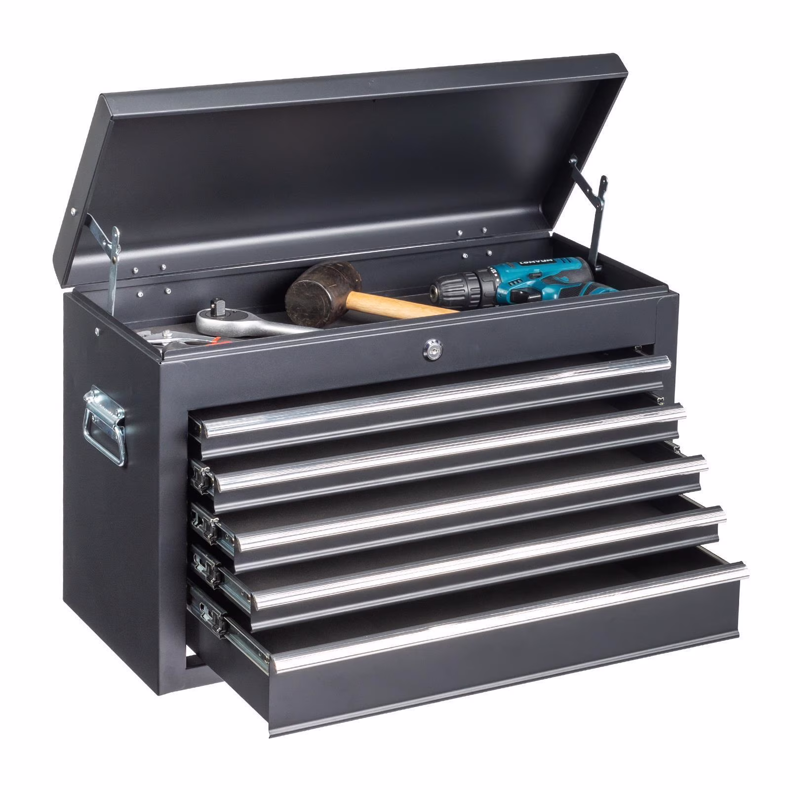CGDYCF Portable 5-Drawer Metal Tool Chest Cabinet with Lock, Ball-Bearing Slides, Steel Tool Box for Garage & Workshop