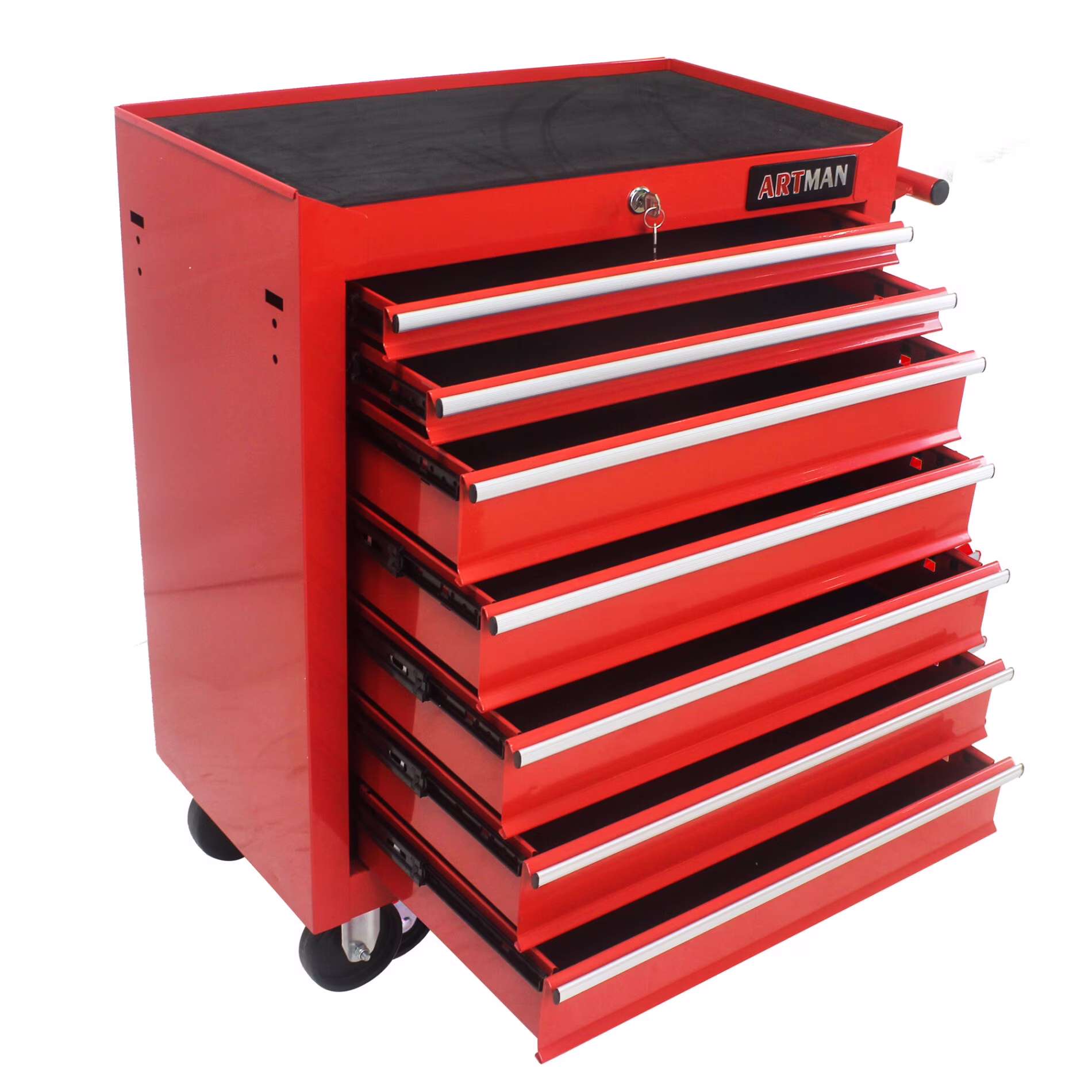 7-Drawer Metal Rolling Tool Chest with Wheels, Tool Storage Cabinet with Locking System, Toolbox with Wheels for Garage, Warehouse, Workshop, Repair Shop, Red