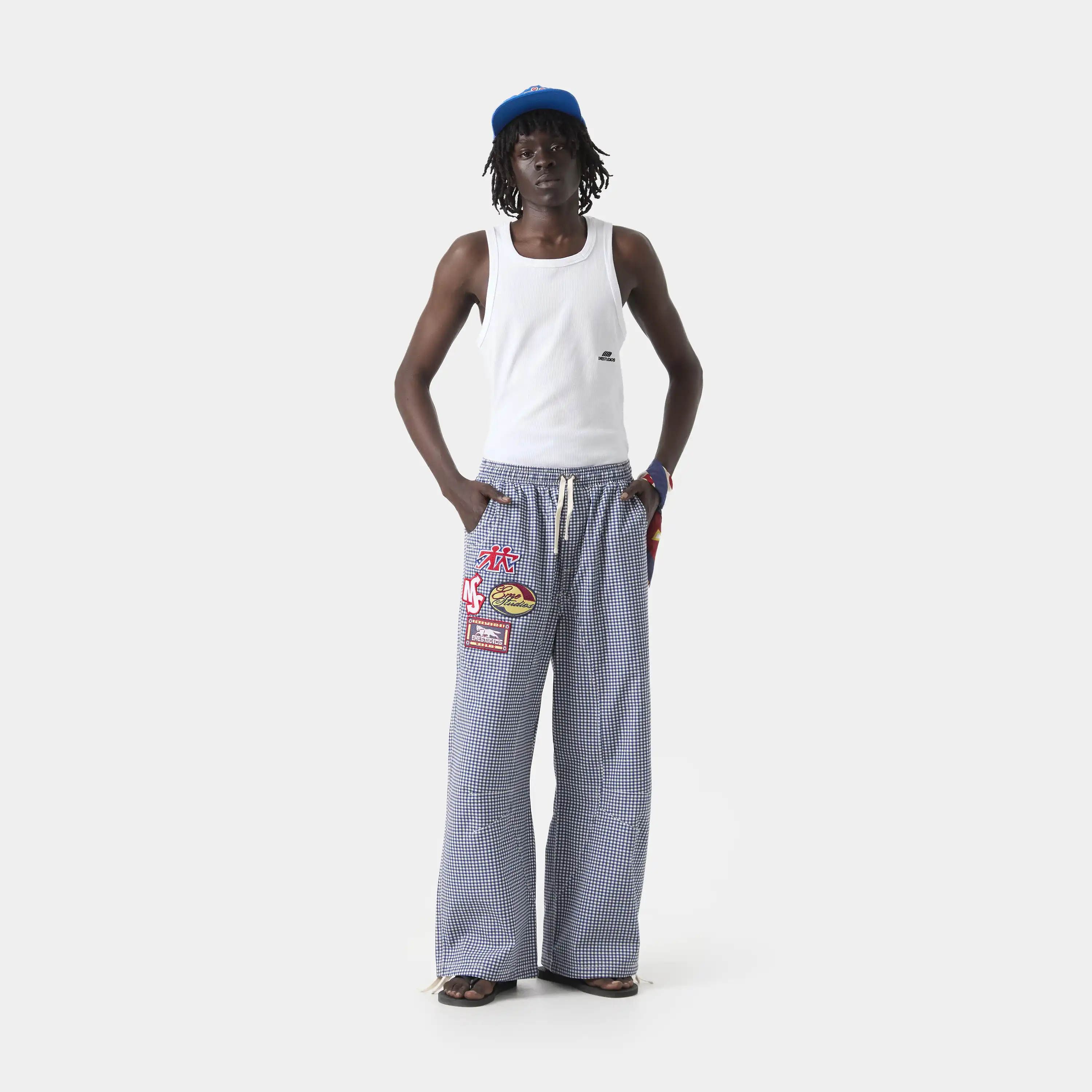 Patches Vichy Indigo Cargo Pants