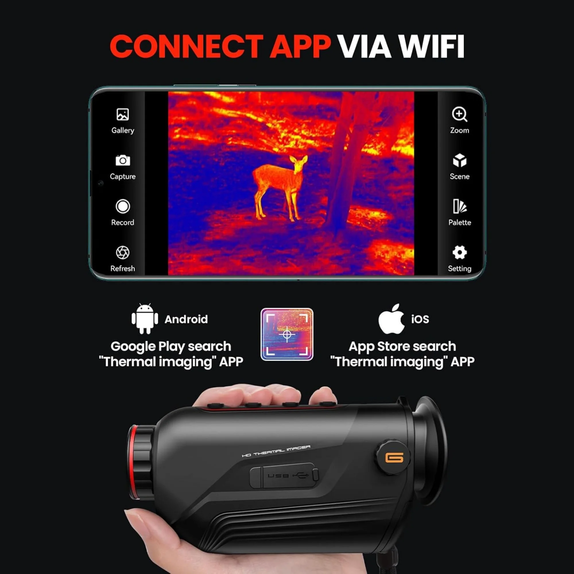 Thermal Monocular 256x192 (25 Hz) Thermal Imaging Monoscope Camera for Adults, 10mm Focal Lens Vision Goggles Thermal Scopes for Night Hunting Camping - Image 5