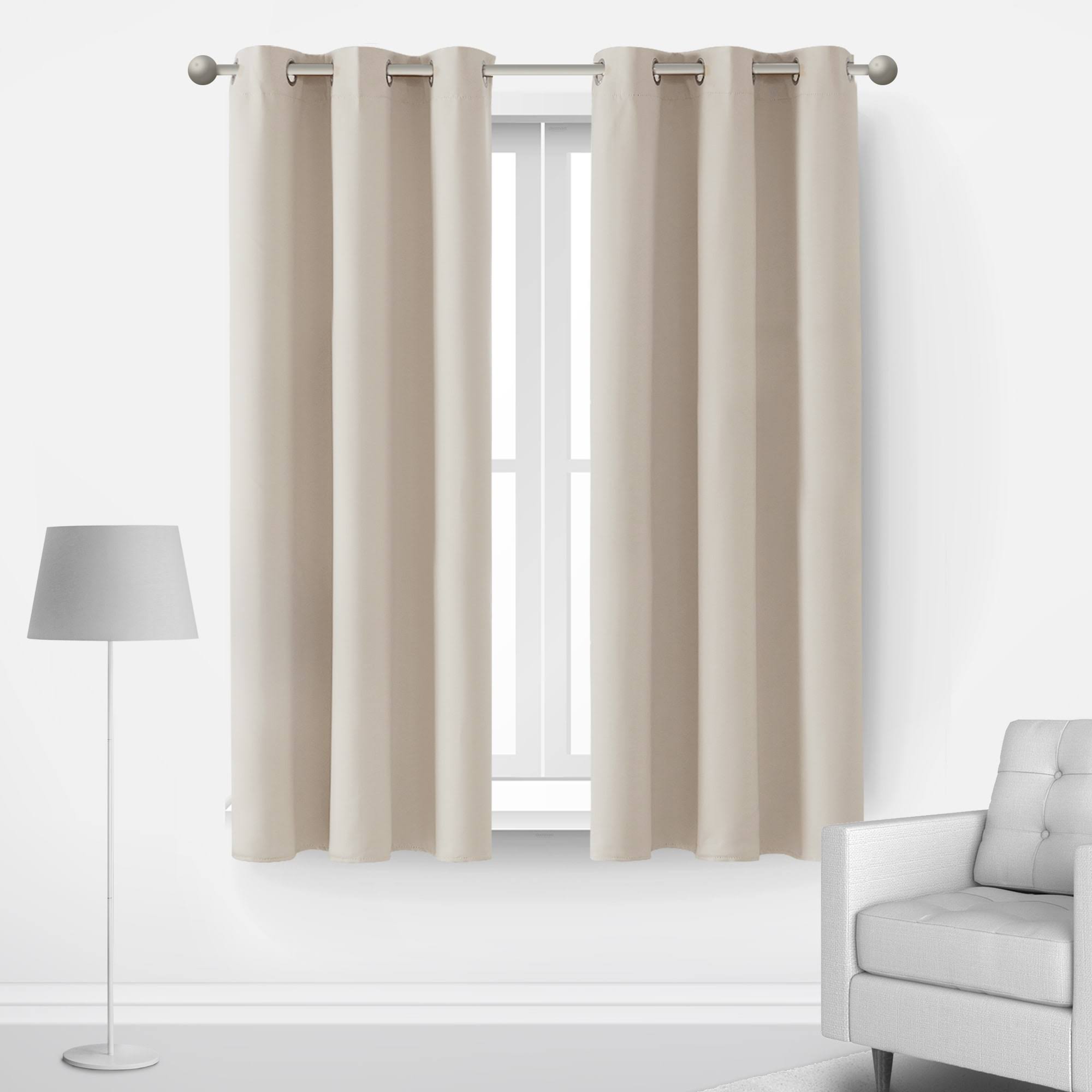 Deconovo Room Darkening Drapes Thermal Insulated Curtains Grommet Curtain Panel 42 inch by 45 inch Light Beige Set of 2