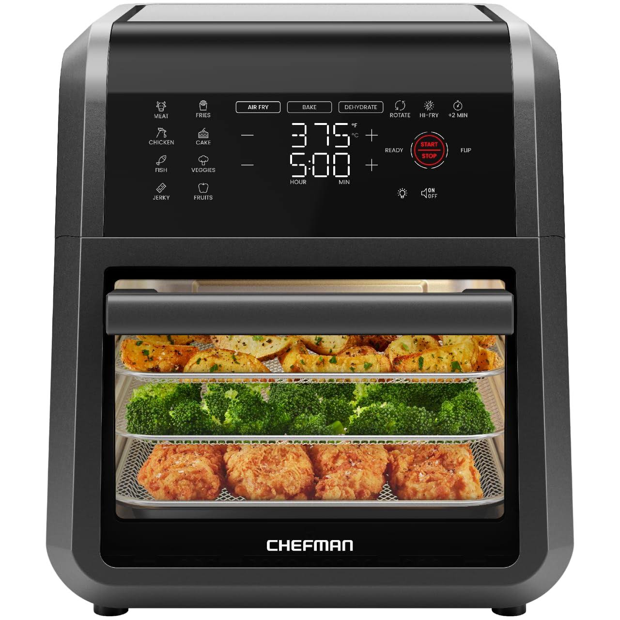 Chefman Air Fryer Oven - 12-Quart 6-in-1 Multi Function, Digital Timer and Touchscreen, Black