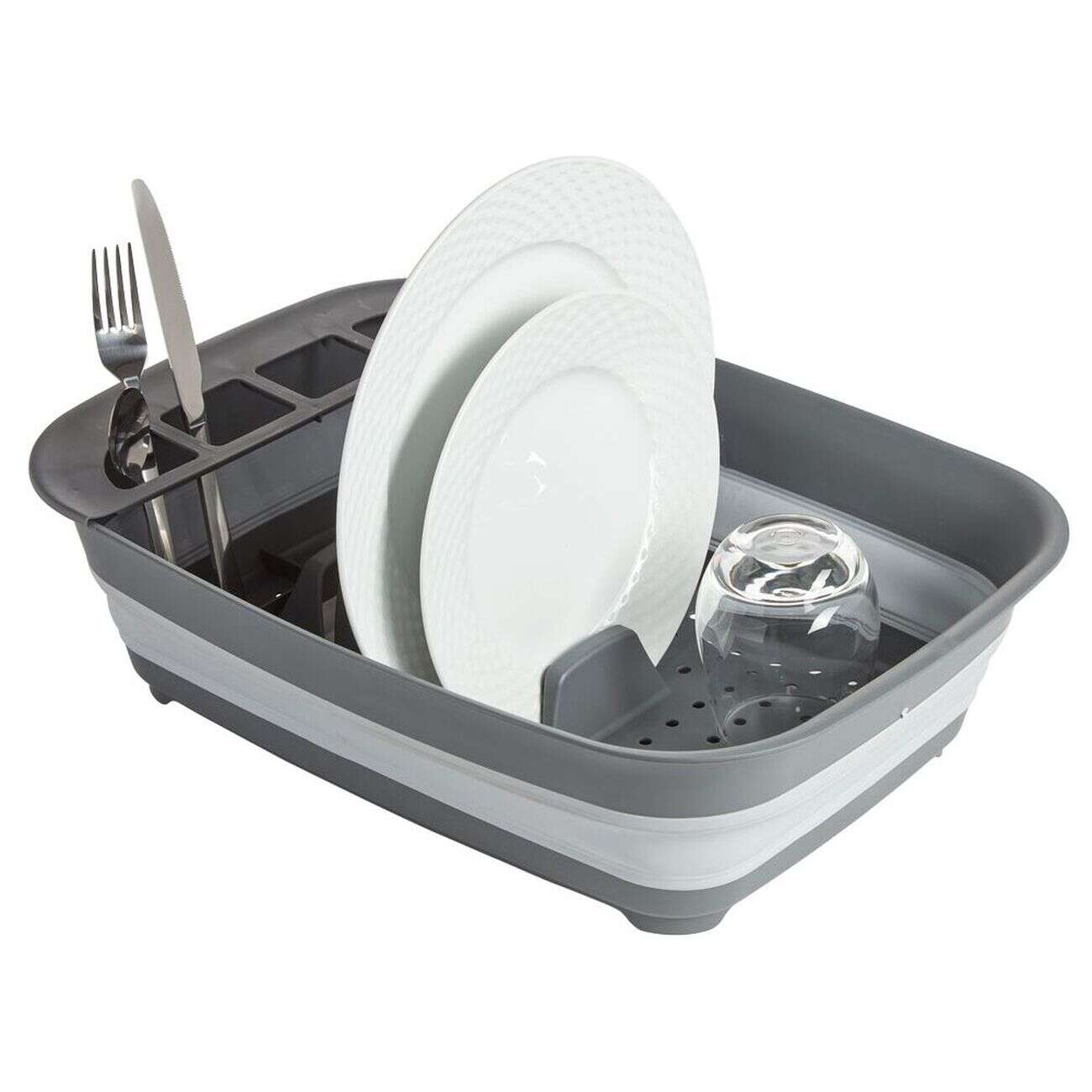 Égouttoir rétractable plastique gris 45x32,5xH5,5/12cm