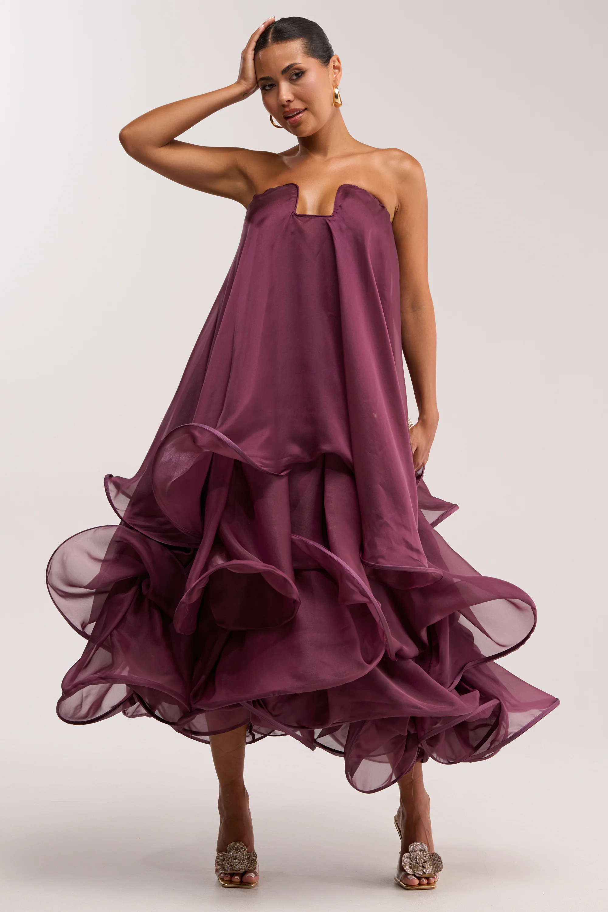 BUDDING ROMANCE ABSTRACT MAXI DRESS IN PURPLE - Akira Store