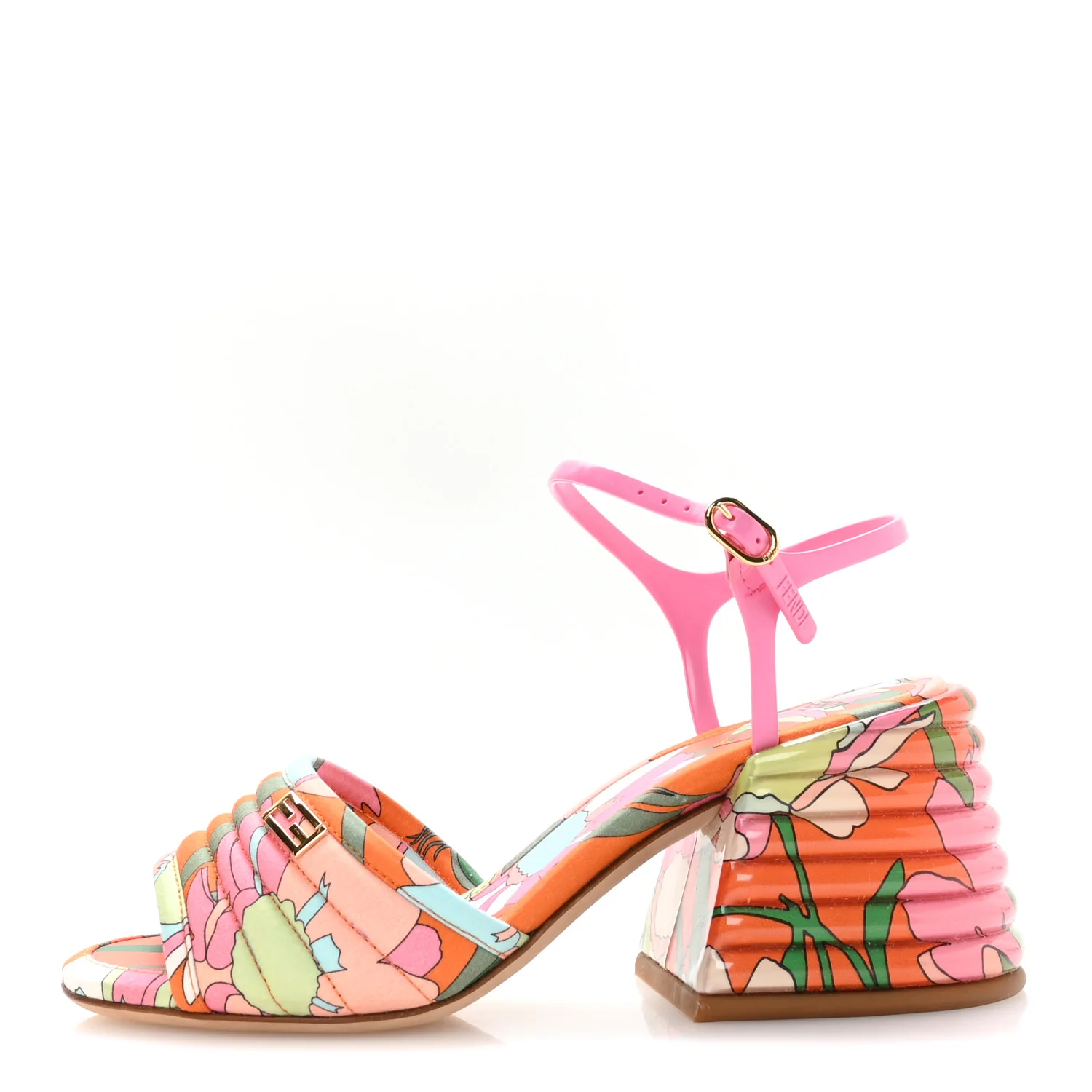 Fabric Calfskin Promenade Slingback Sandals 35 Arancio Multicolor Lipstick