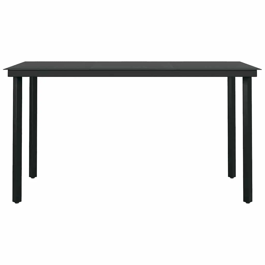 Vidaxl 7 Piece Patio Dining Set with Cushions Black Poly Rattan Glass