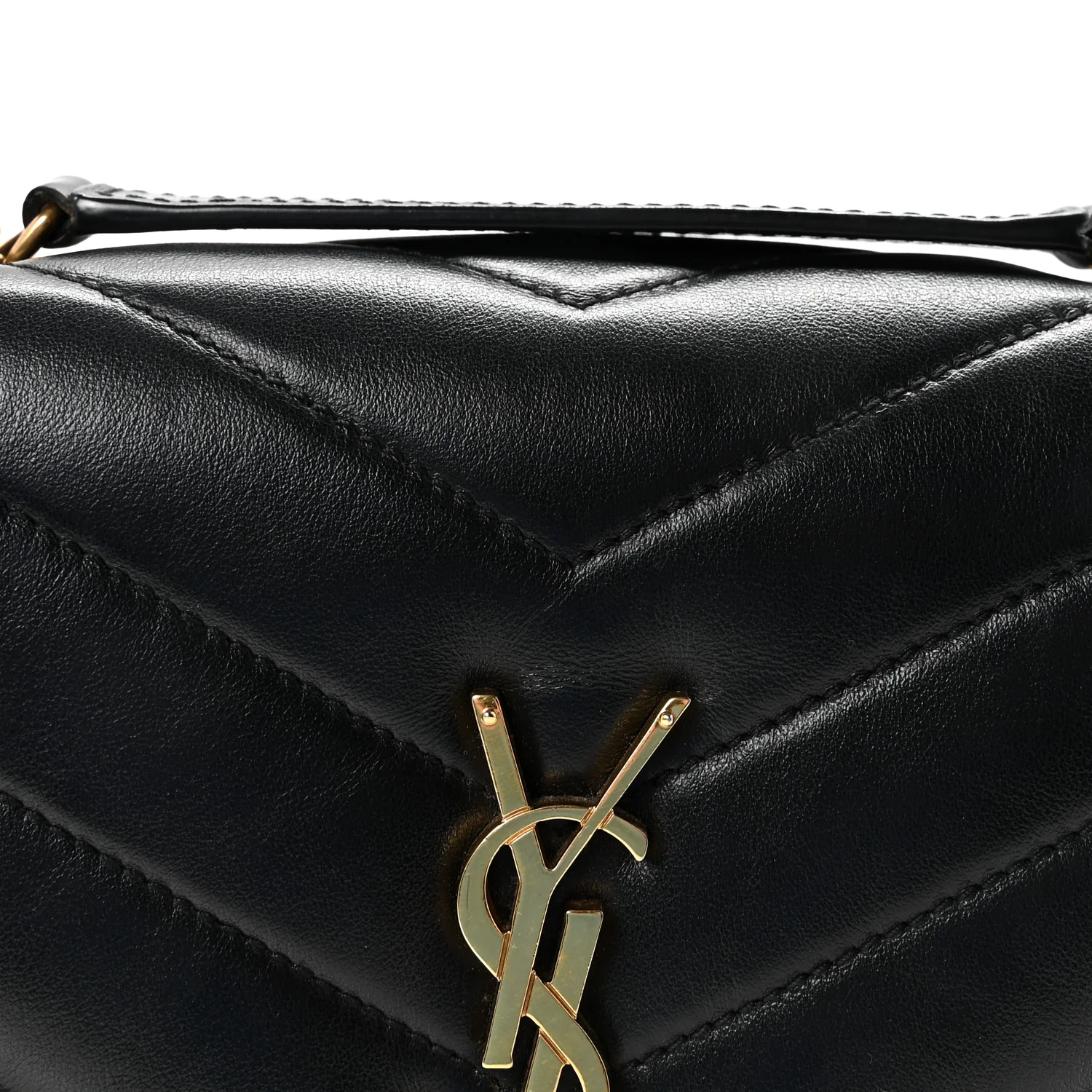 Calfskin Y Quilted Monogram Small Loulou Chain Satchel Black