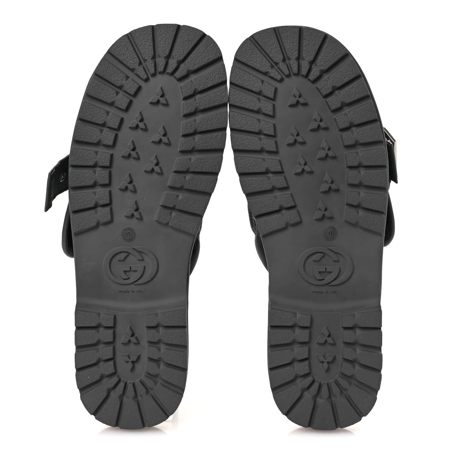 Nylon Calfskin GG Matelasse Mens Slide Sandals 11 Blue Grey