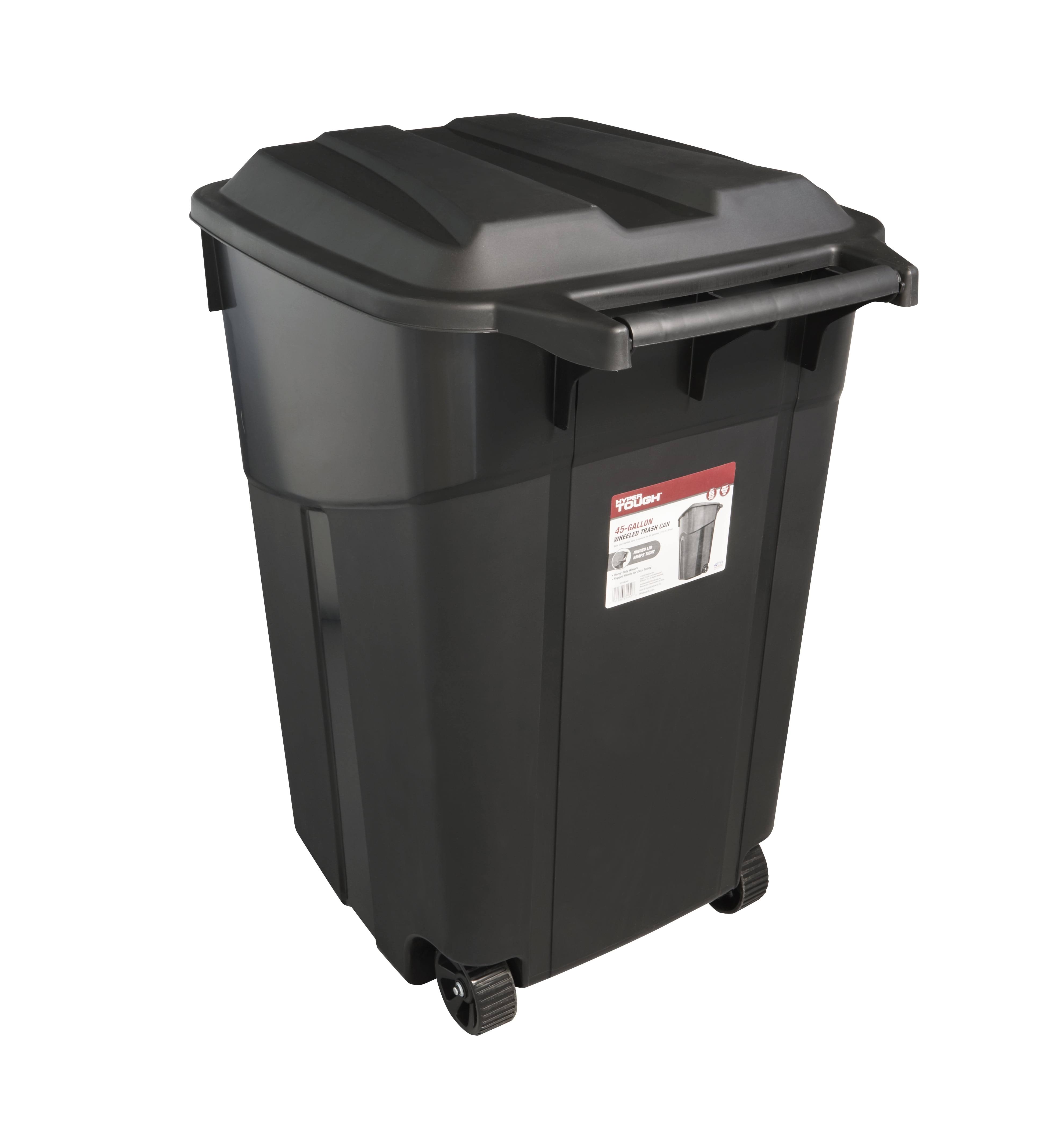 United Solutions 45 Gal Wheeled Trash Can with Attached Lid