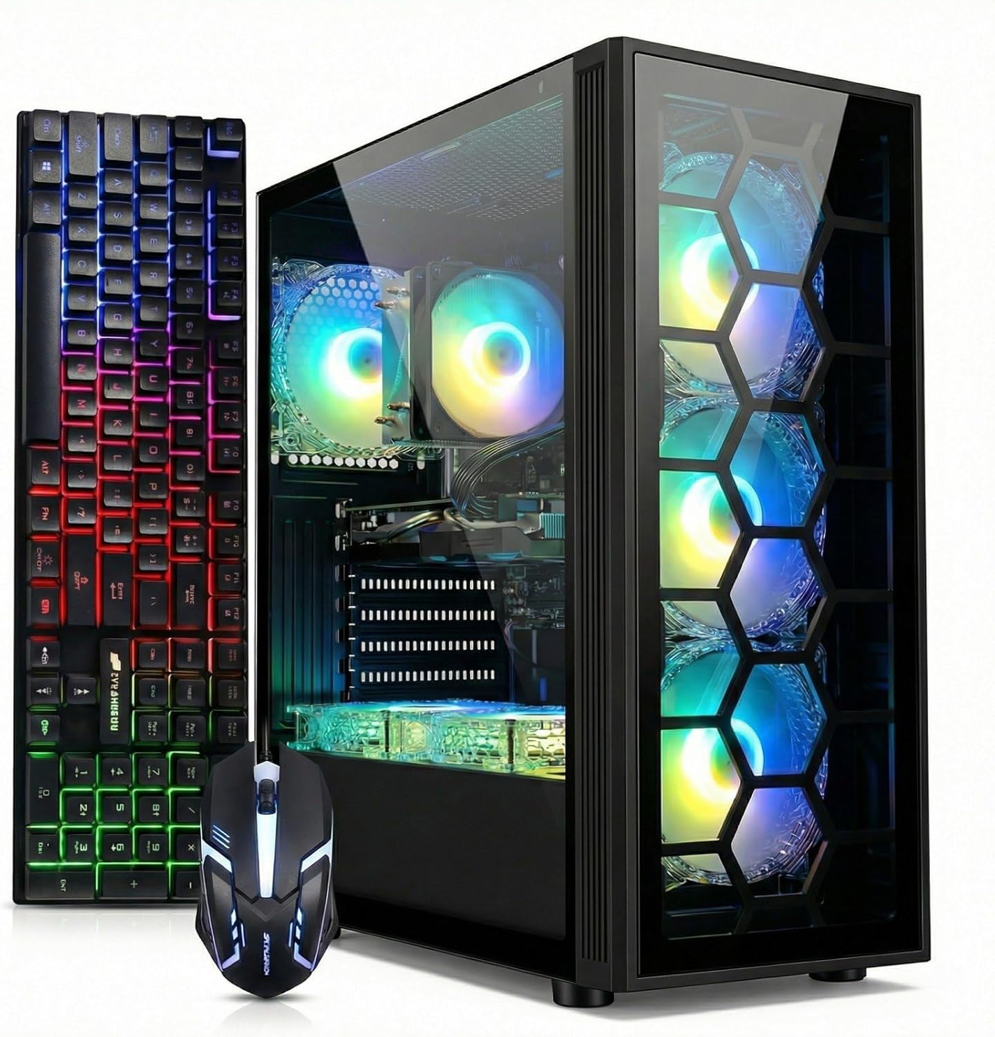 STGAubron Gaming PC Desktop  Intel Core i7 up to 3.9GHz  GeForce RTX 3050 6G  16GB RAM  512GB SSD  WiFi 6  BT 5.0  RGB Fan x6  Windows 11 Home