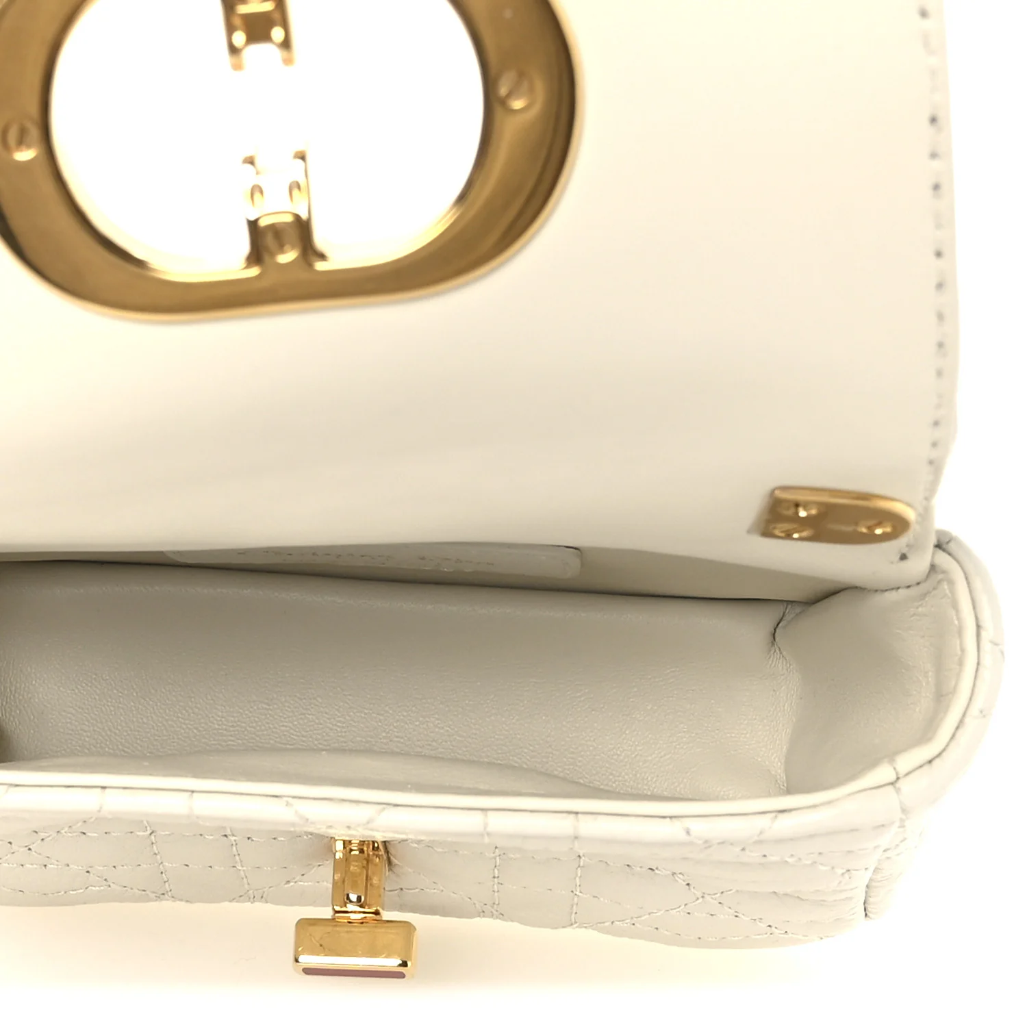 Calfskin Heart Cannage Dioramour Micro Bag Latte
