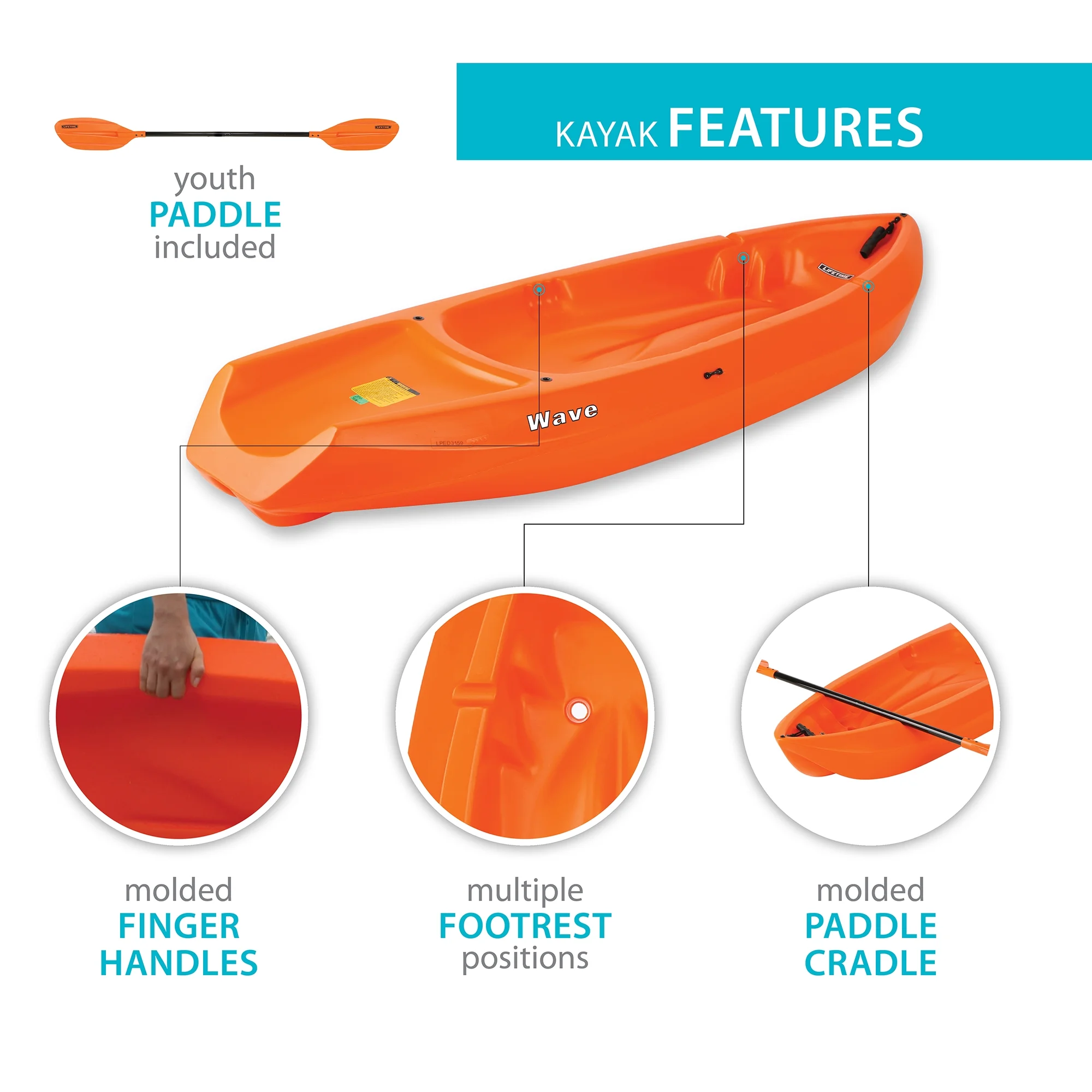 Lifetime Wave 6 Ft Youth Kayak, Fire Red (91401)