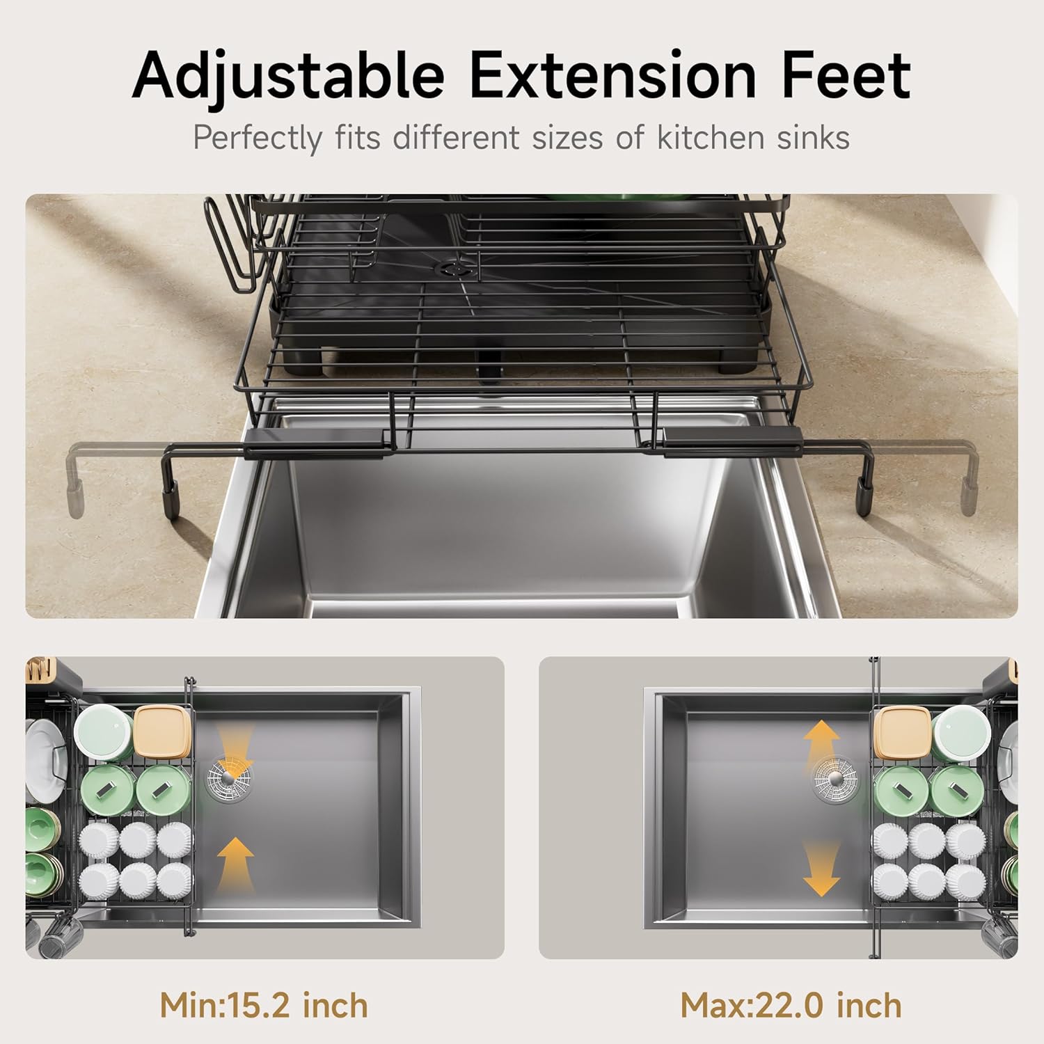 Runnatal Dish Drying Rack - Expandable Large Dish Rack Over Sink