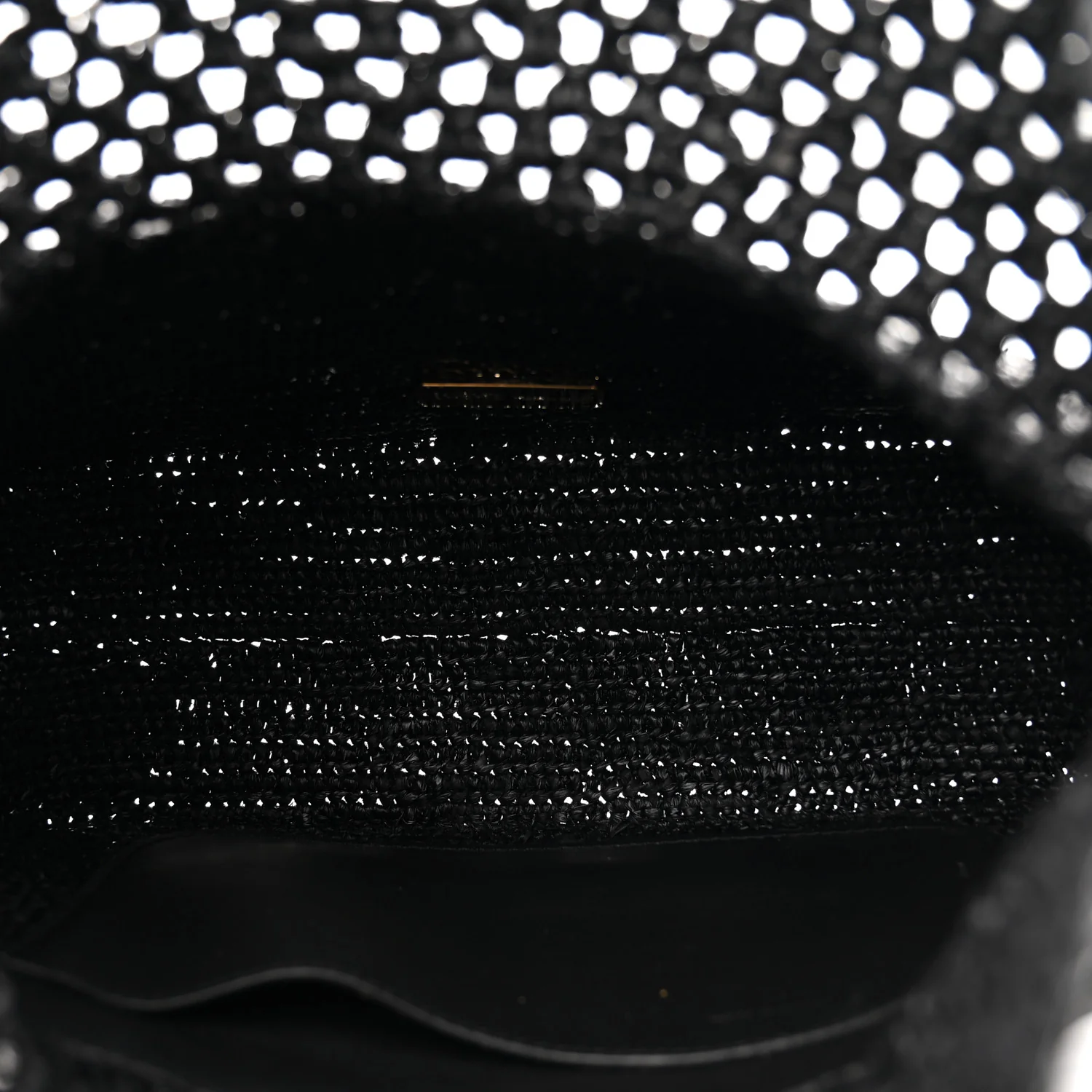 Raffia Donut Chain Medium Ola Shoulder Bag Black
