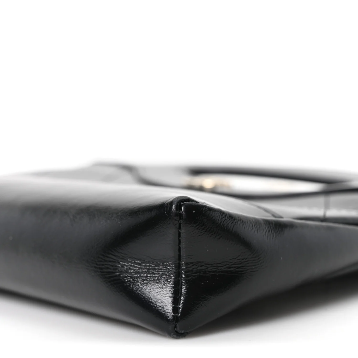 Shiny Crumpled Calfskin Quilted Nano 31 Shopping Bag Black