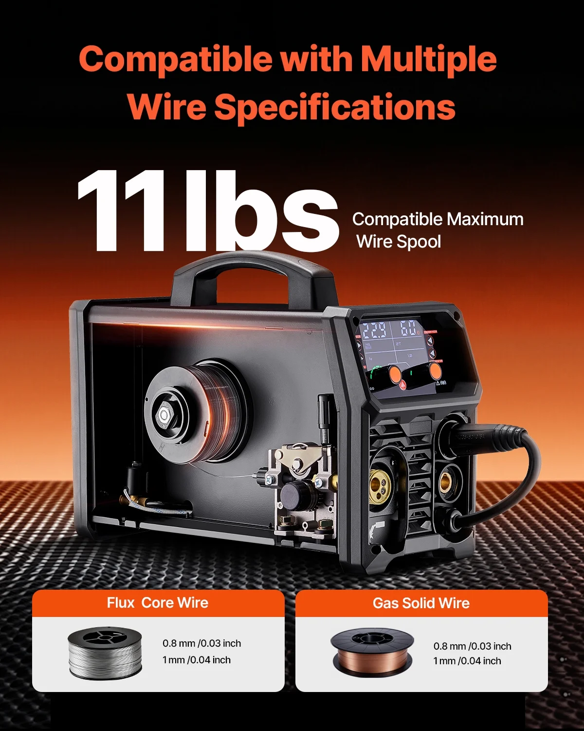 MIG Welder,200A Synergic Mig Welding Machine, 4 in 1 Gas MIG/Flux Core MIG/Stick/Lift TIG Multi Process Welder Machine,110V/220V Dual Voltage Mig Welder with IGBT Inverter LCD Screen Display Image 6