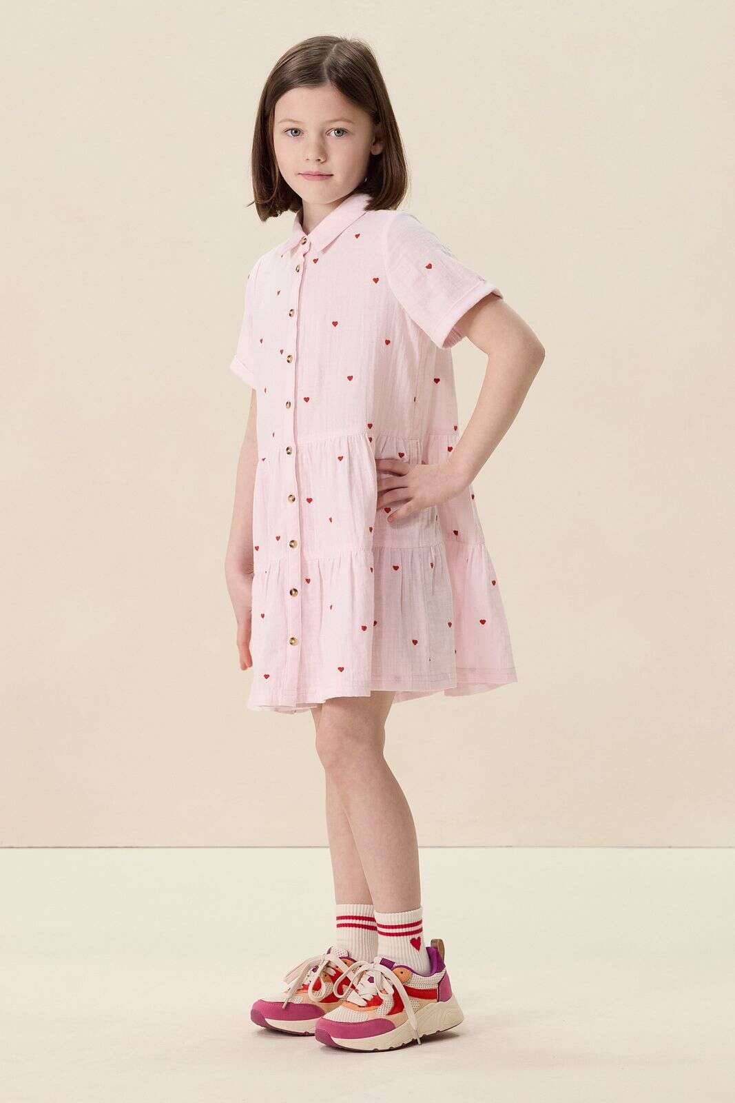 Lichtroze juk met hartjes embroidery