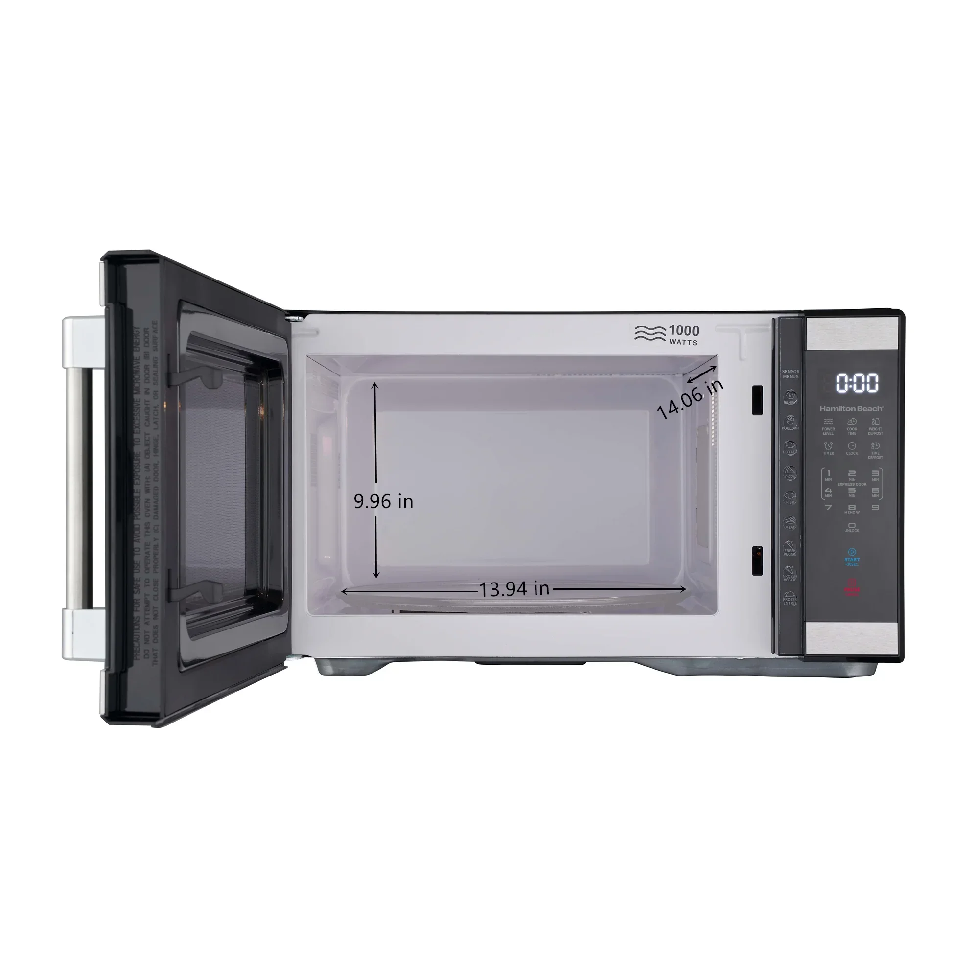 Hamilton Beach 1.1 cu ft Countertop Microwave Oven, Black and Stainless Steel