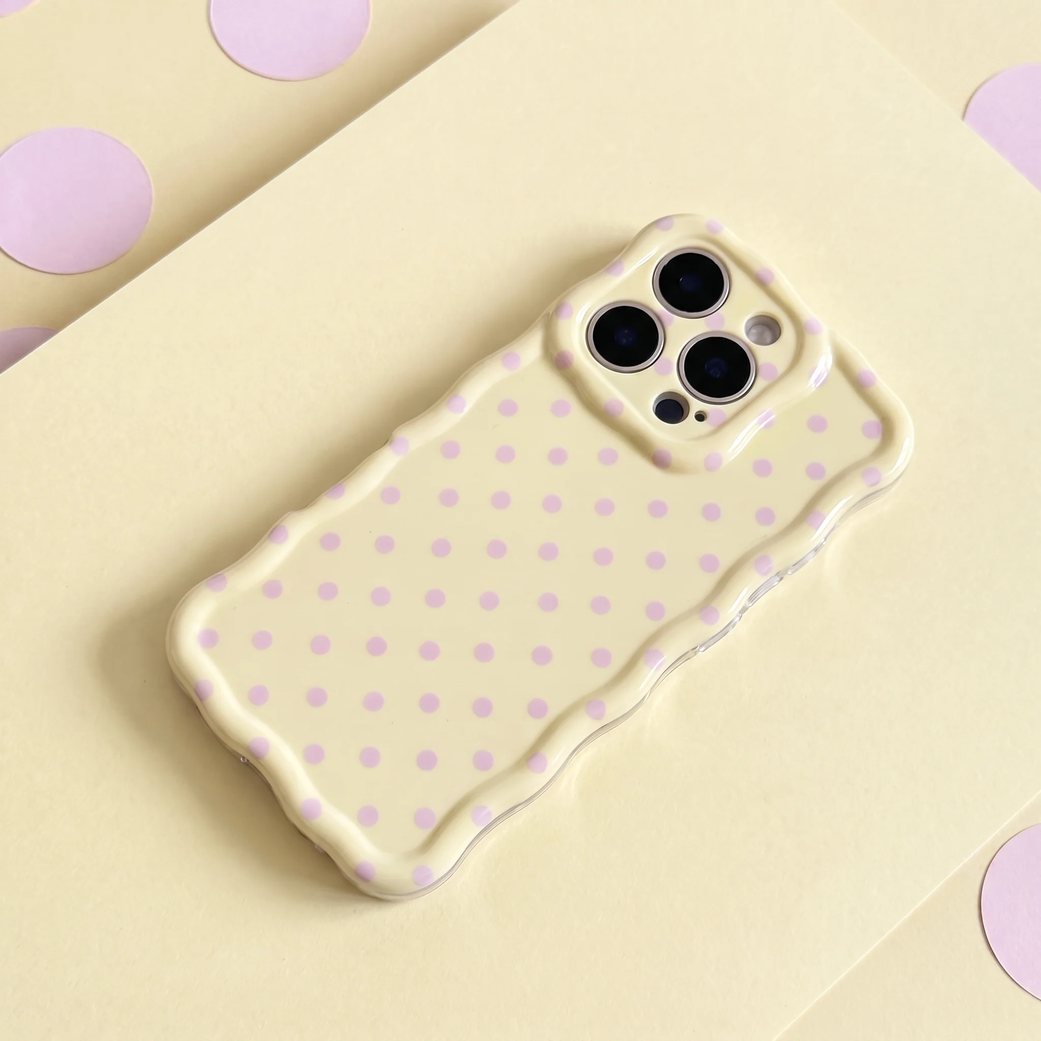 Wavy Phone Case - Butter Blush Polka Dot