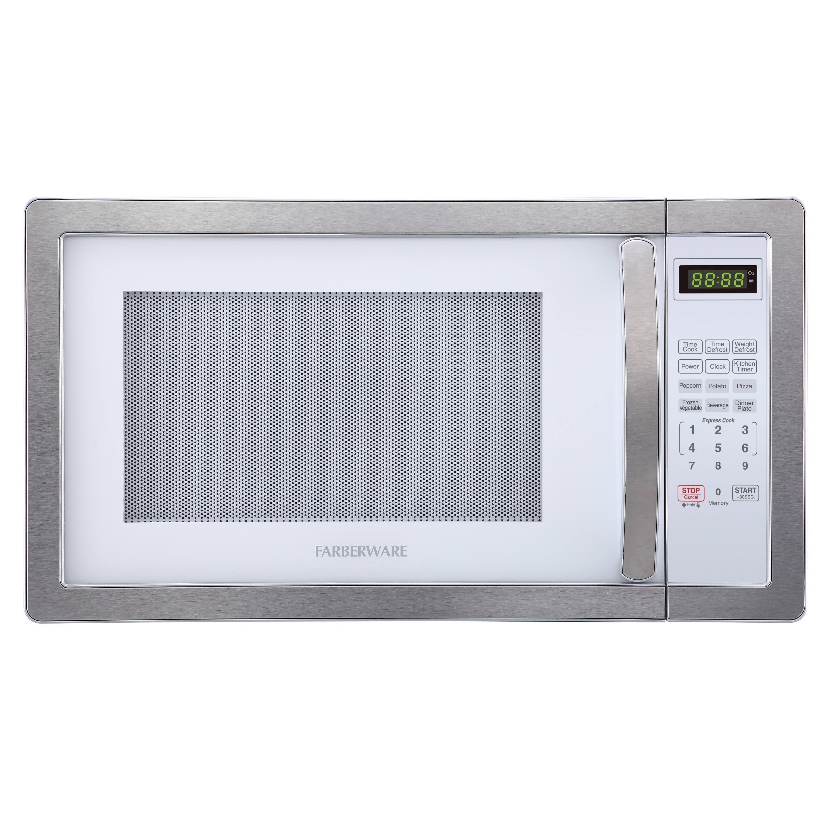 Farberware White & Platinum Classic 1000-Watt Microwave Oven 1.1 Cu.Ft.