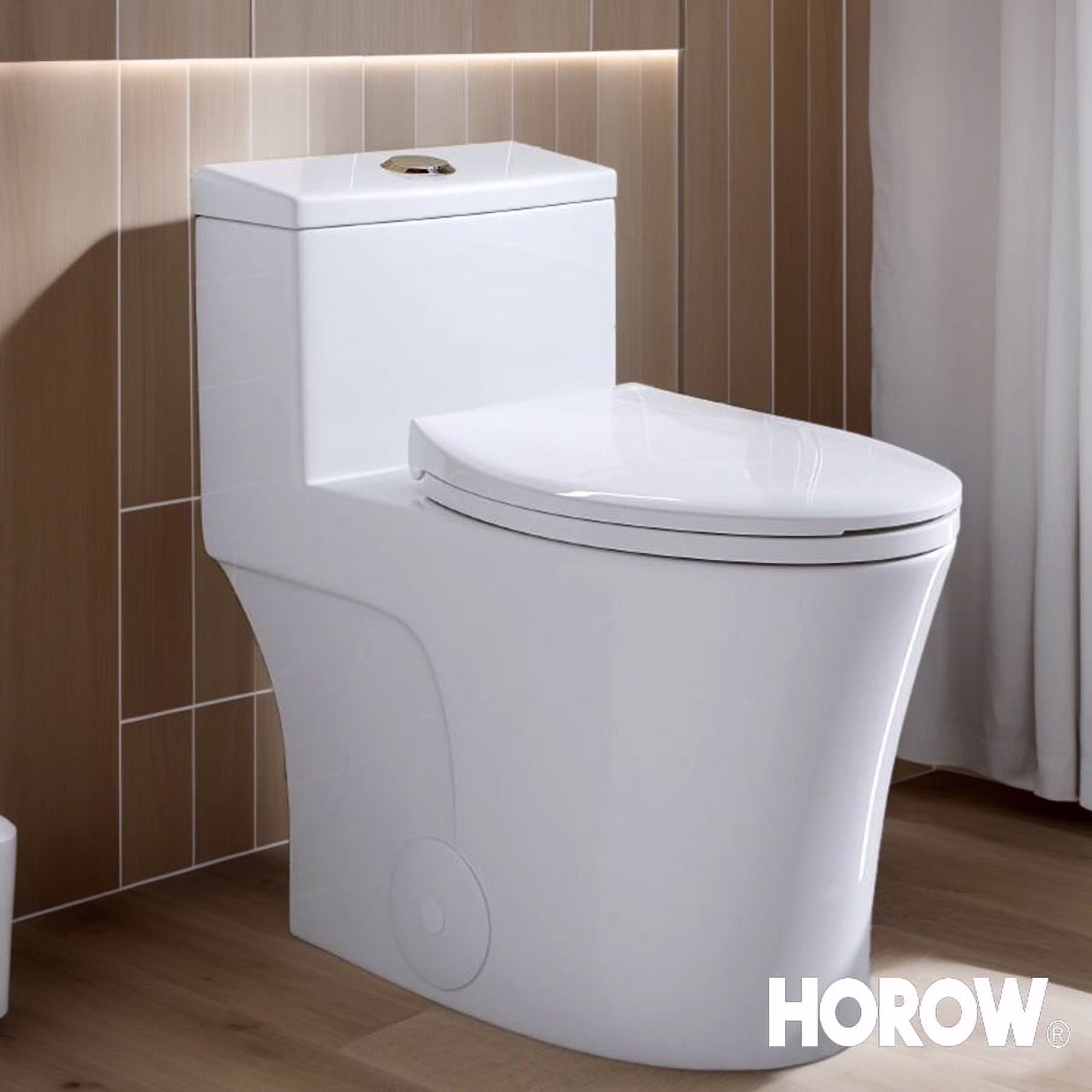 Compact One Piece Toilet with Comfort Seat ADA Height 17.3" Elongated Dual Flush 0.8/1.28 GPF(12 Rough-In/White with Chrome Button) - Image 9