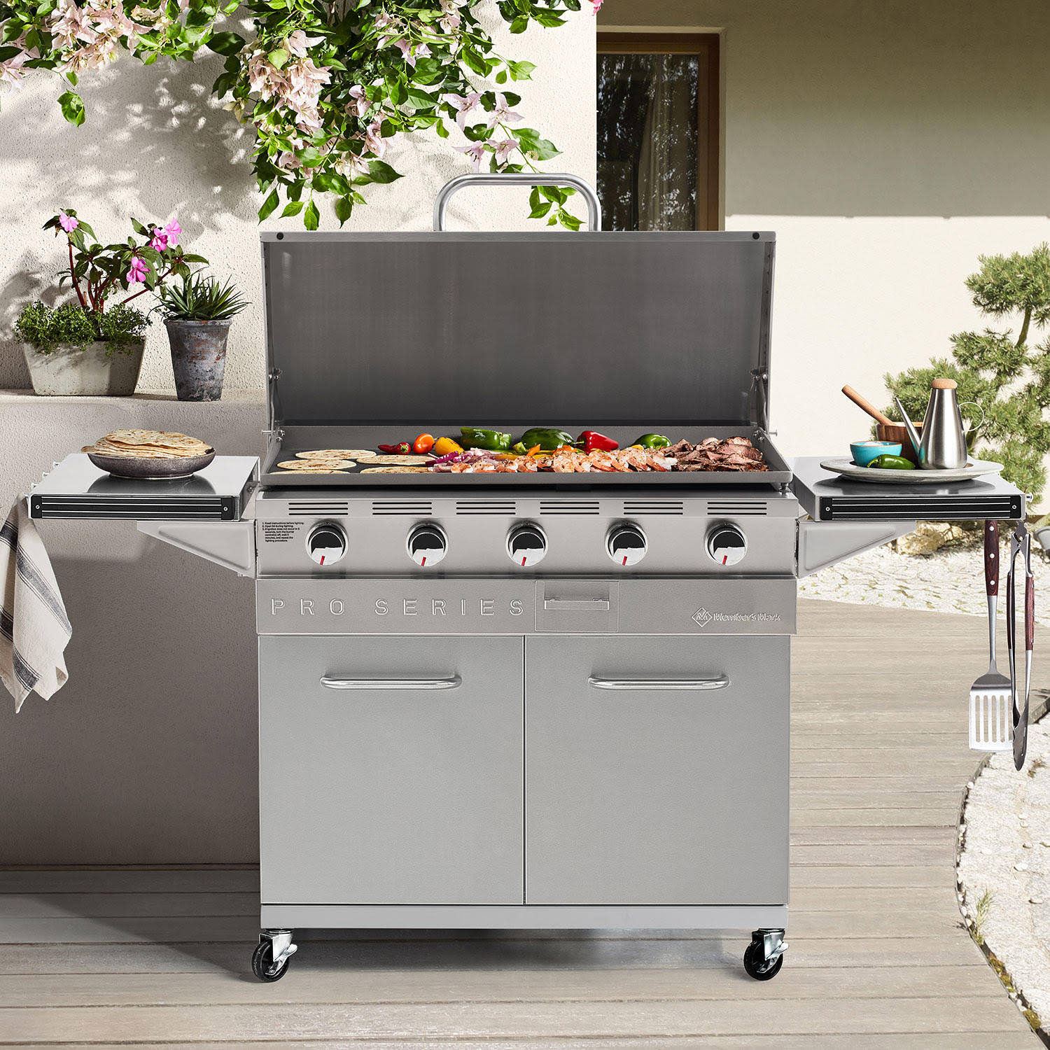 5 Burner Stainless Steel LP GAS Griddle 720 Sq in Cook Surface