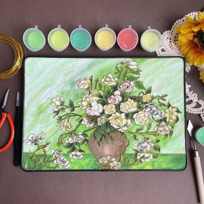 DIY Filigree Cloisonne Enamel Paint by Numbers Kit,Van Gogh,Pre-Drawn Painting for Adults Beginners and Kids,8.3