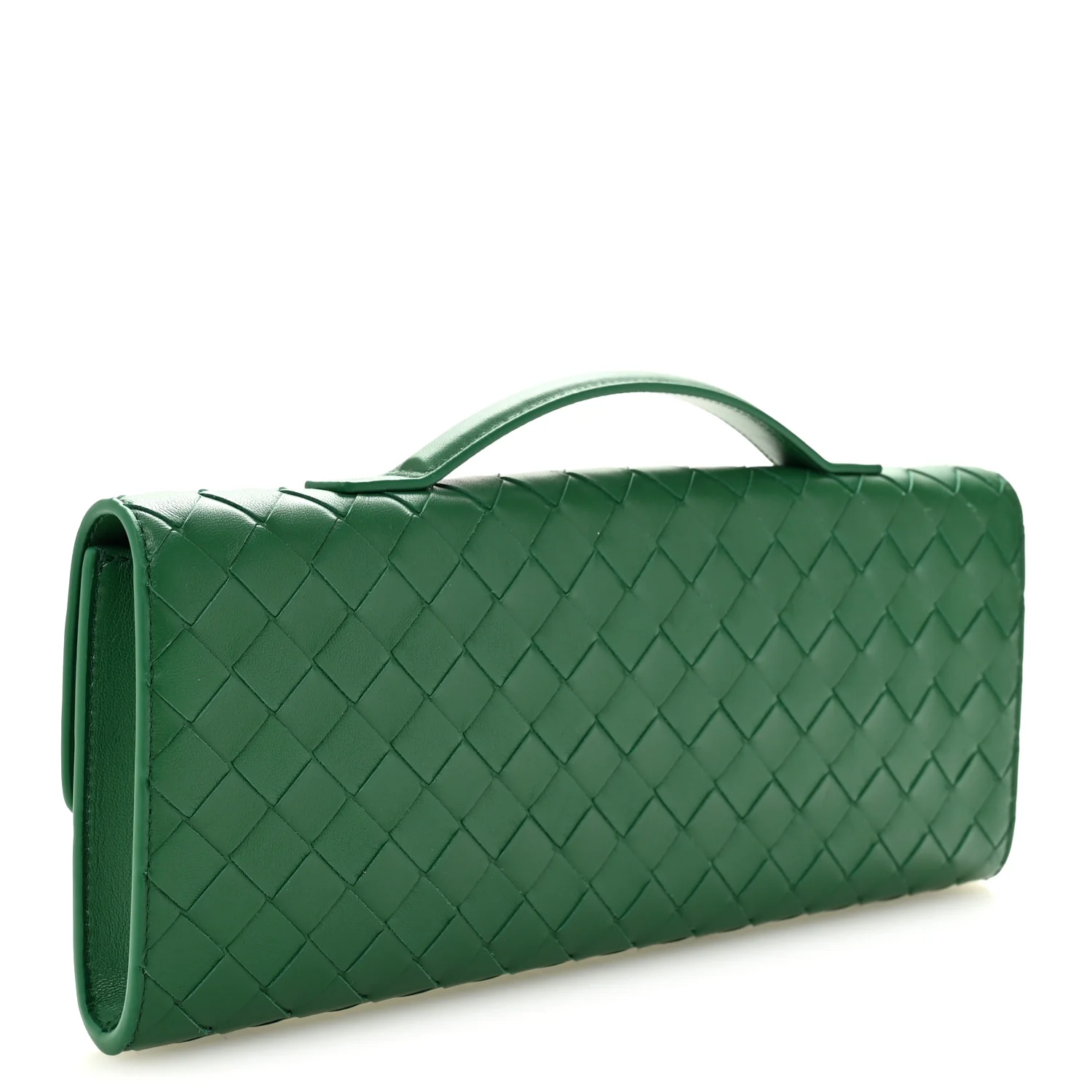Nappa Intrecciato Long Andiamo Top Handle Clutch Jungle