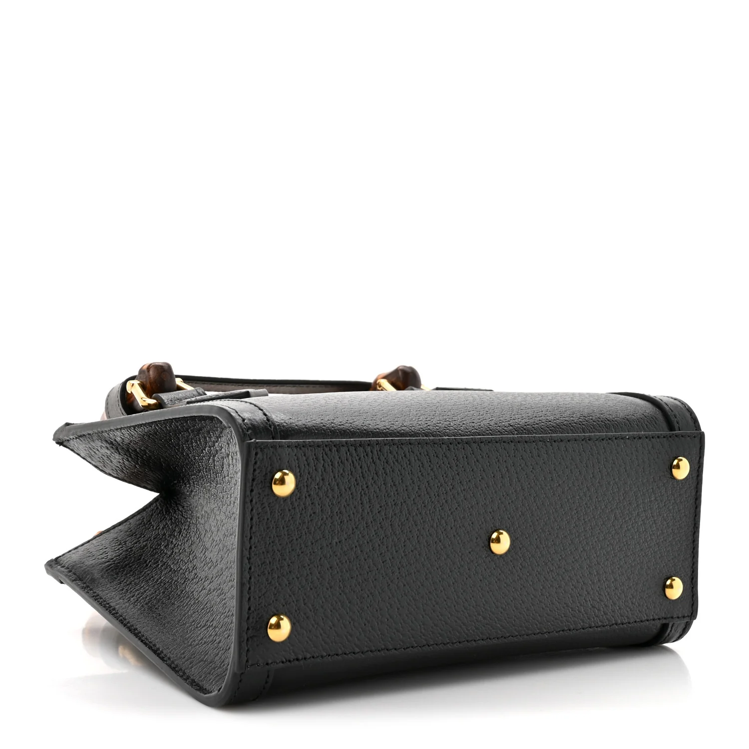 Textured Dollar Calfskin Web Mini Diana Tote Bag Black