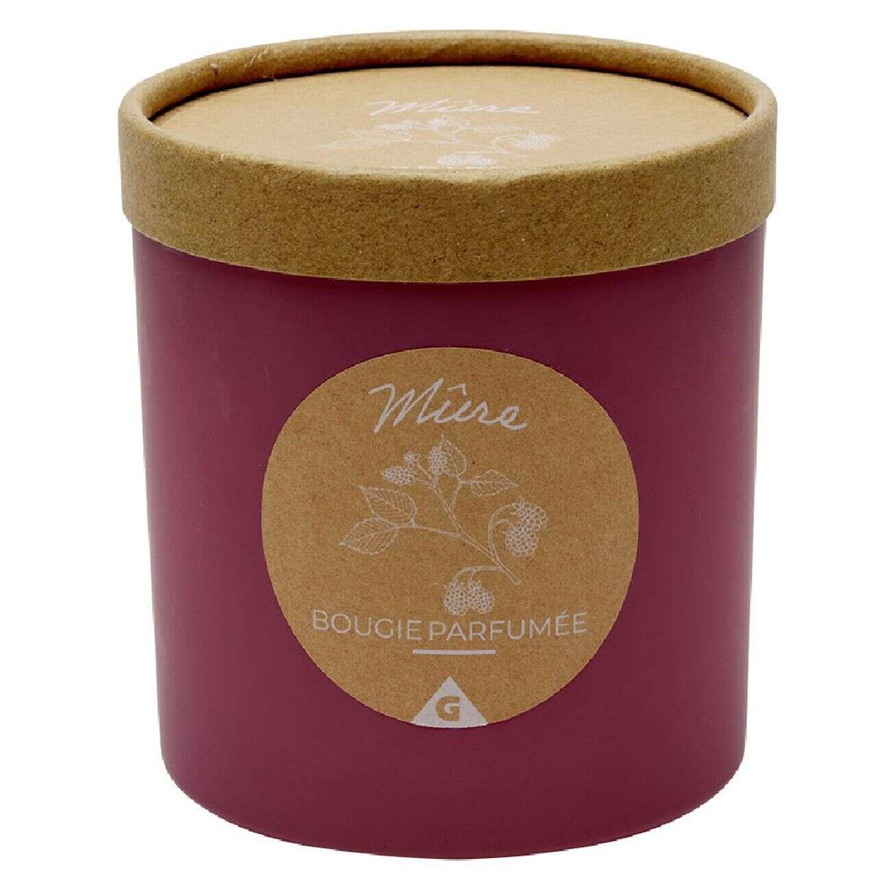 Bougie dans pot rond avec couvercle kraft senteur mûre