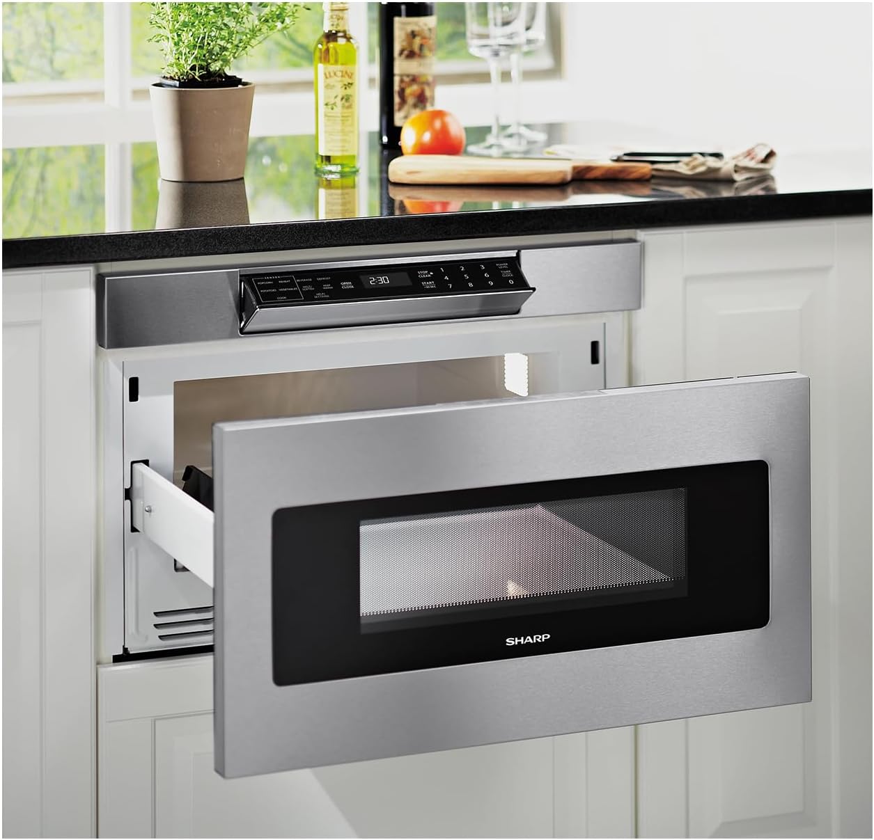 SHARP SMD3070ASY Microwave Drawer Oven, 30-inch, 1.2 Cubic Feet, 950 Watt, Concealed Angled Touch Control Panel with Digital LCD Display, Stainless Steel
