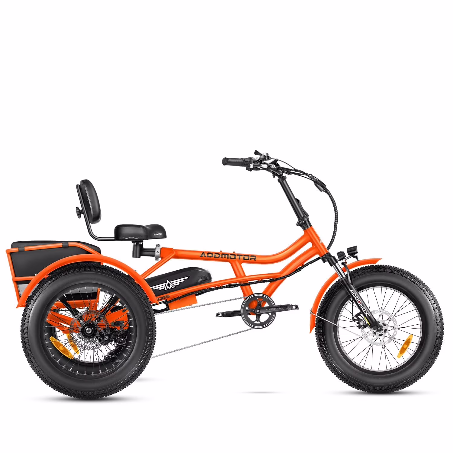 M-360II Semi-Recumbent Electric Trike, 85MI, Fat Tire 3 Wheel Electric Bike for Adults, 750W 48V 20Ah Electric Tricycle for Seniors, 20" Electric Trike with Speed Differential, Green(Standard/Green) - Image 3