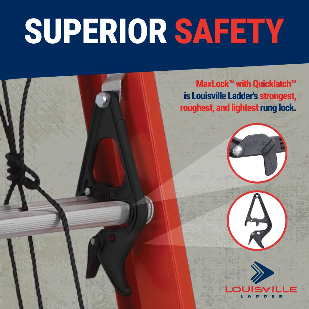 40-Foot Fiberglass Extension Ladder, 300-Pound Load Capacity, Type IA, FE3240 - Image 4