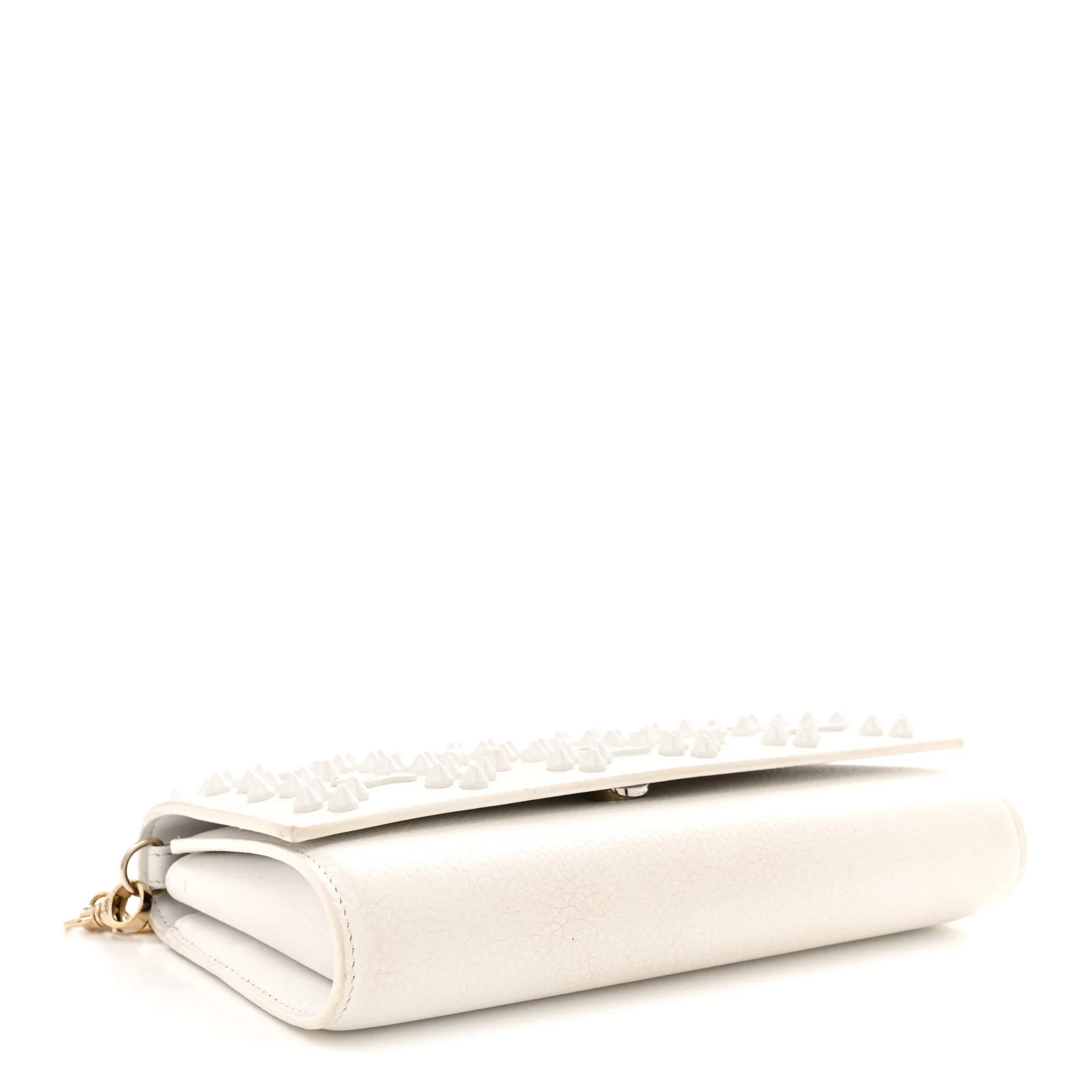 Calfskin Spikes Loubinthesky Paloma Wallet On Chain White