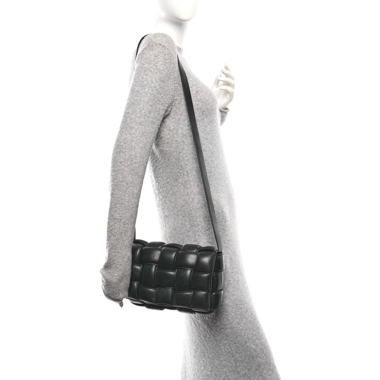 Nappa Maxi Intreccio Padded Cassette Crossbody Bag Black