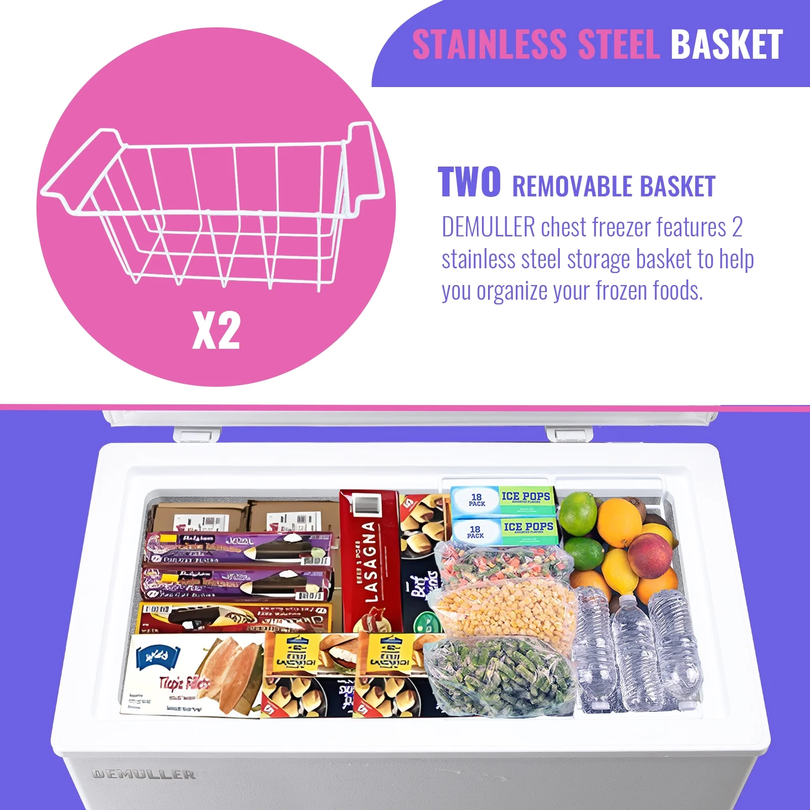 Chest Freezer 5.0 Cu. ft Deep Freezer with Two Hanging Baskets Top Open Door Freezer White(White) - Image 9