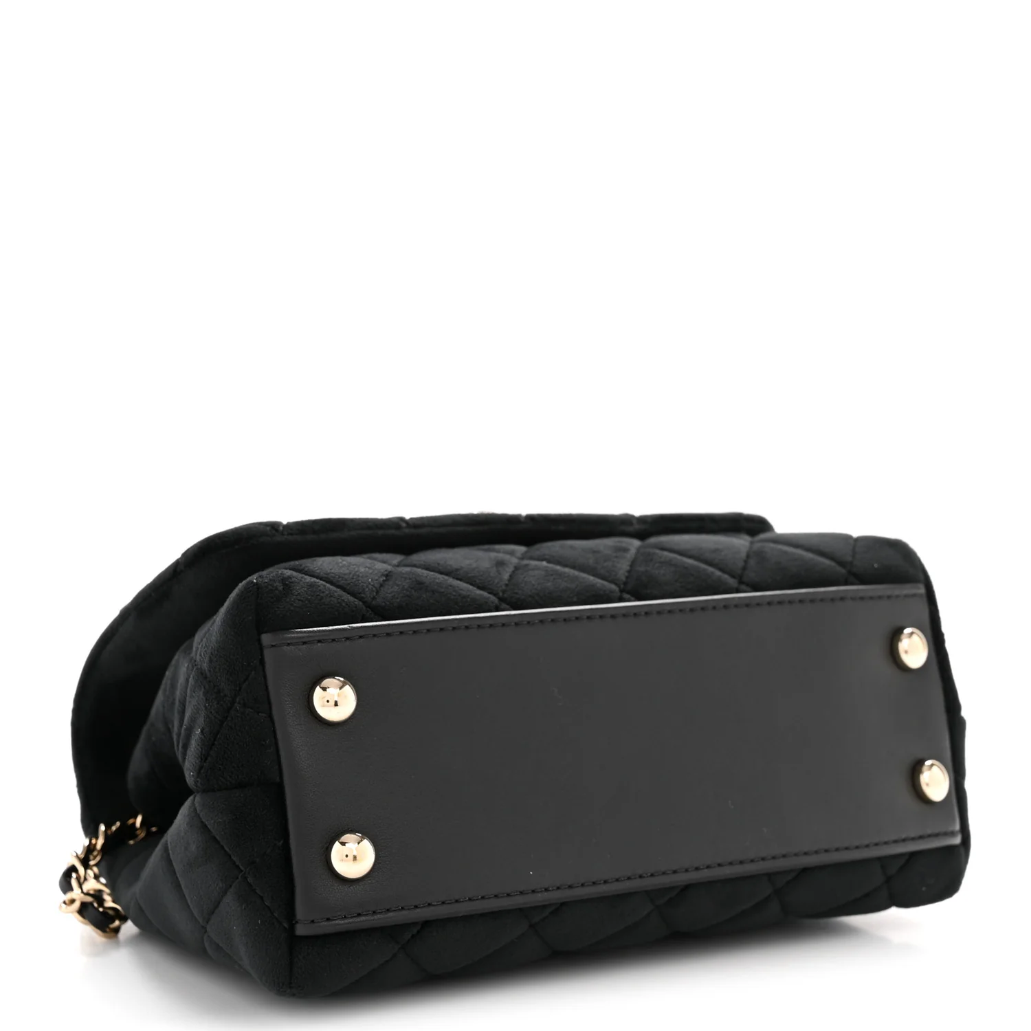 Velvet Crystal Quilted Extra Mini Coco Handle Flap Black