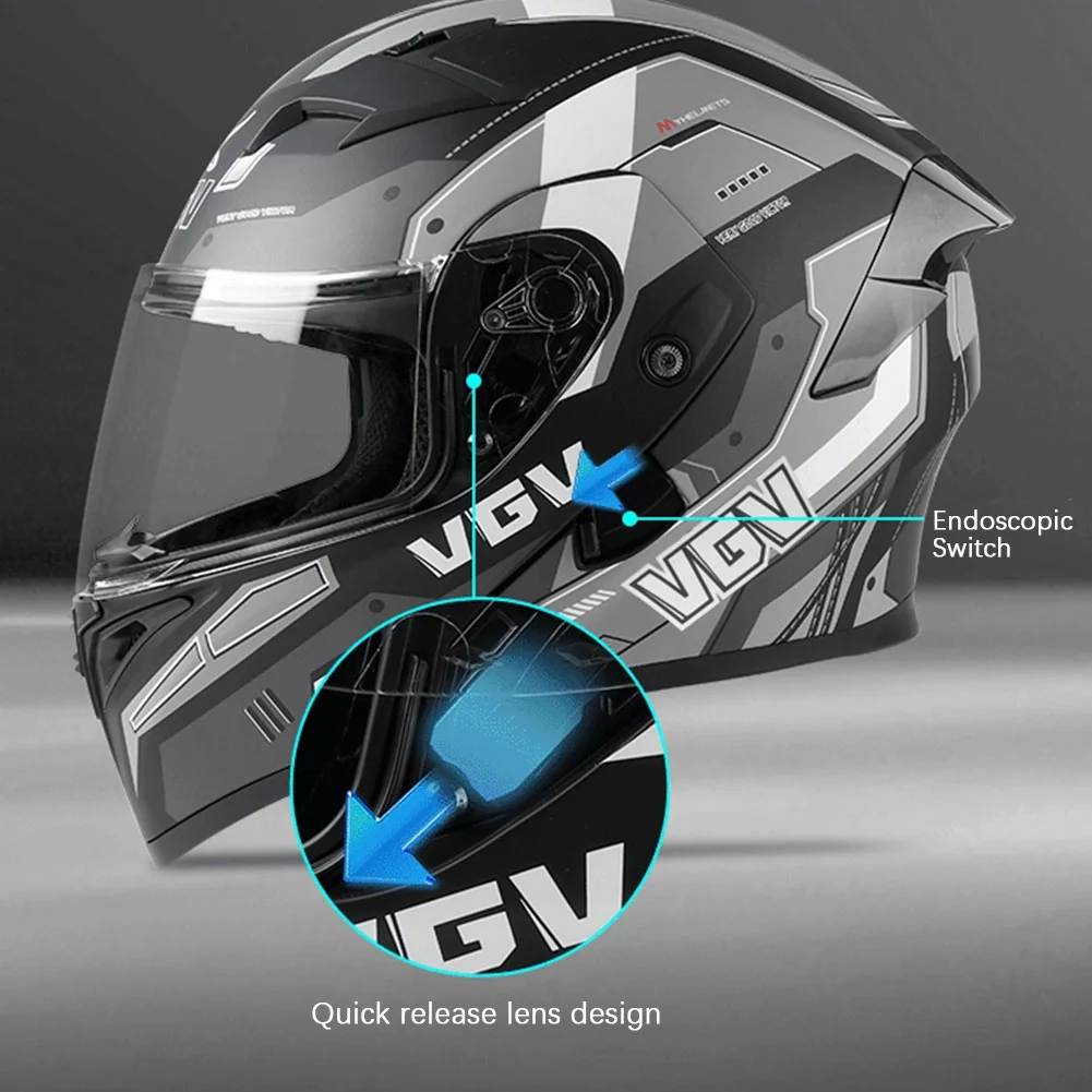 Bluetooth Modular Motorcycle Helmets for Adults Motorbike DOT Approved, Full Face Flip up Anti-Fog Helmet Built-in Dual Speaker with Microphone for Men and Women(XL24.01-24.41 inch/A) - Image 4