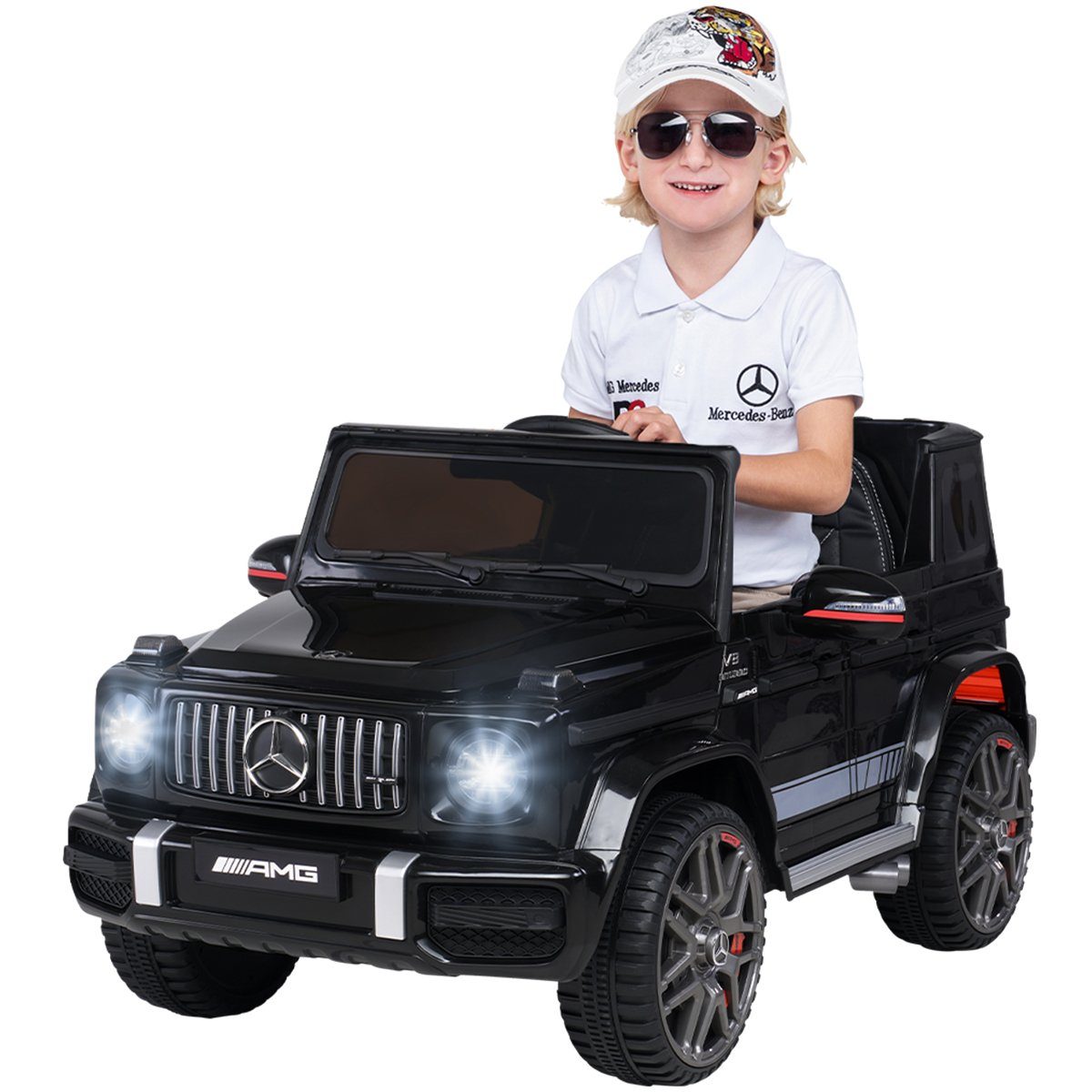 Actionbikes Motors Elektro-Kinderauto Mercedes Benz AMG G63 - Kinder Elektro Auto à partir de 3 ans, poids lourd 35 kg, (2 pièces), démarrage progressif - Stodmpfer
