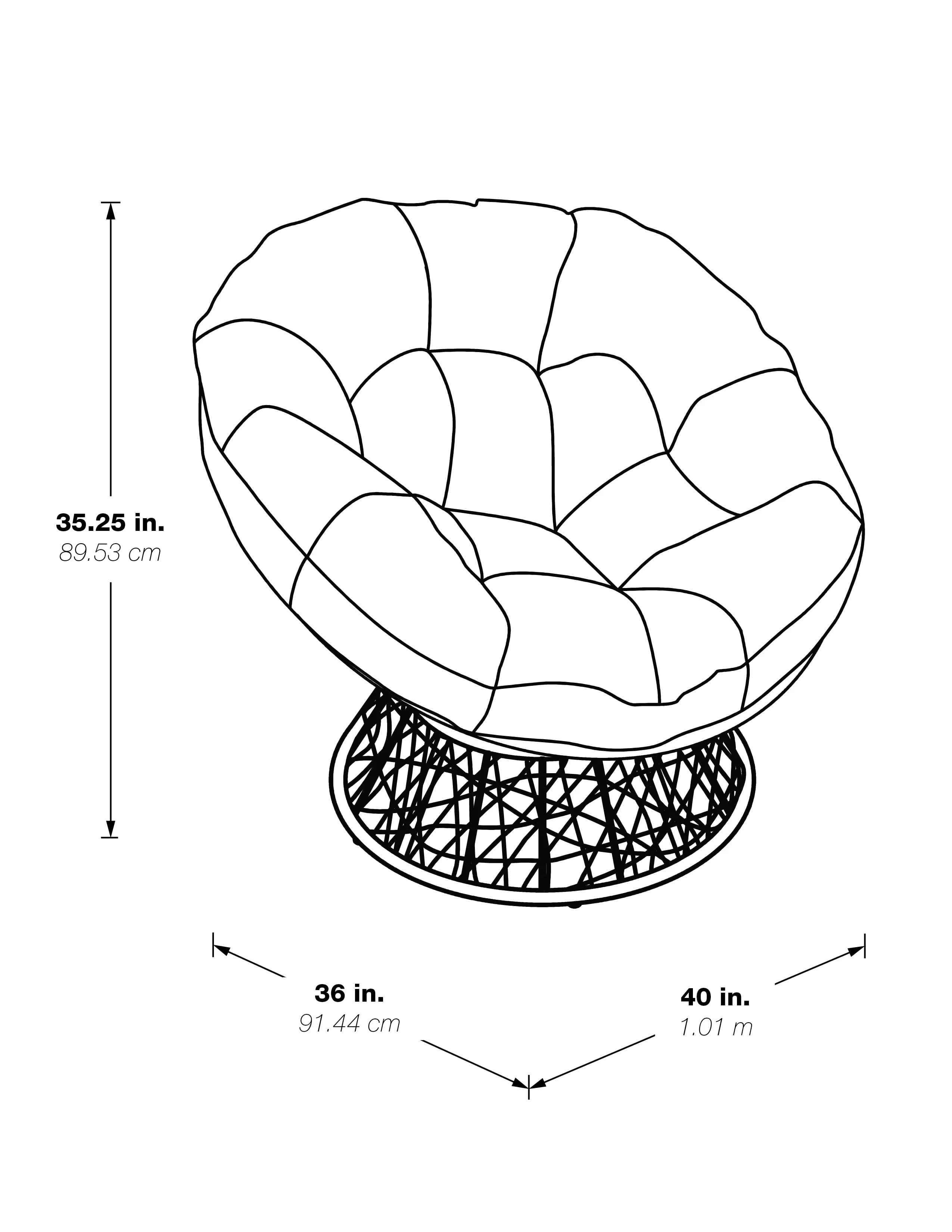 Wicker Papasan Chair with 360 Degree Swivel, 40�?W x 36�?D(Brown) Image 7